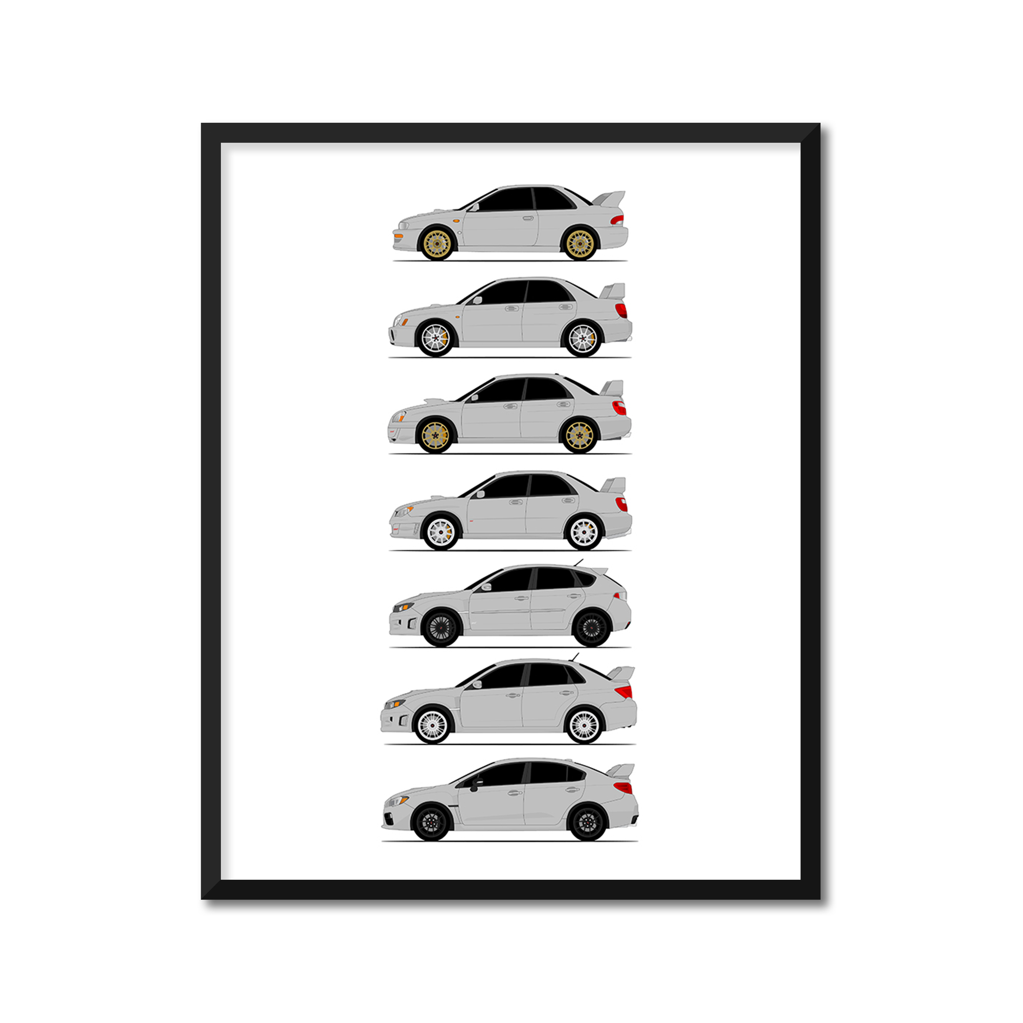 Subaru STI WRX Generations (Side Profile)