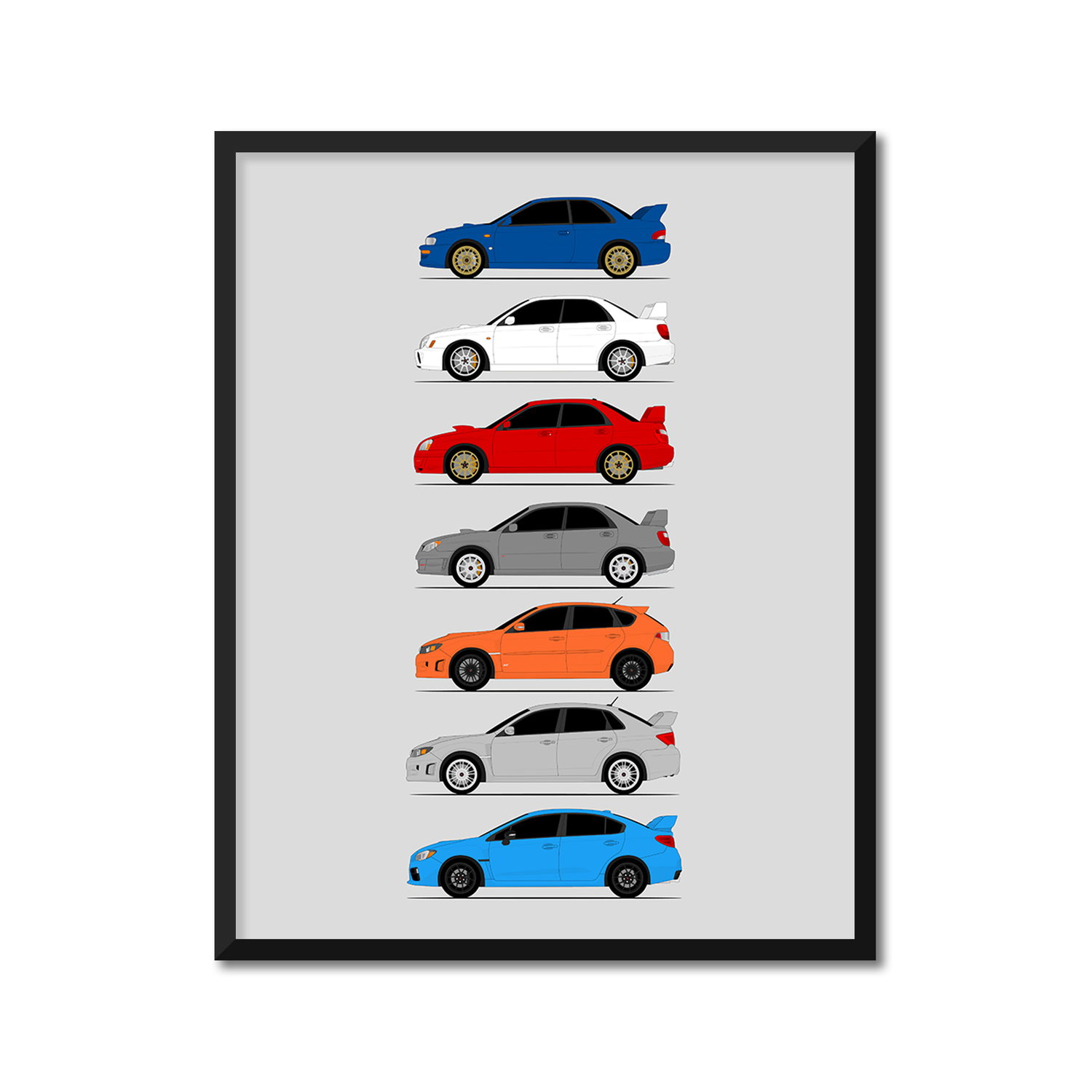 Subaru STI WRX Generations (Side Profile)