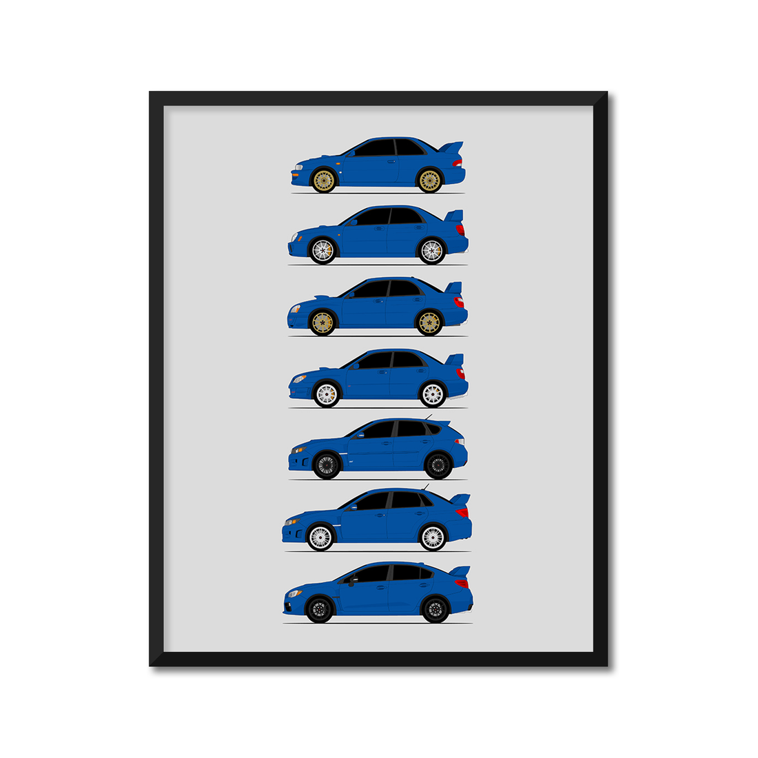 Subaru STI WRX Generations (Side Profile)