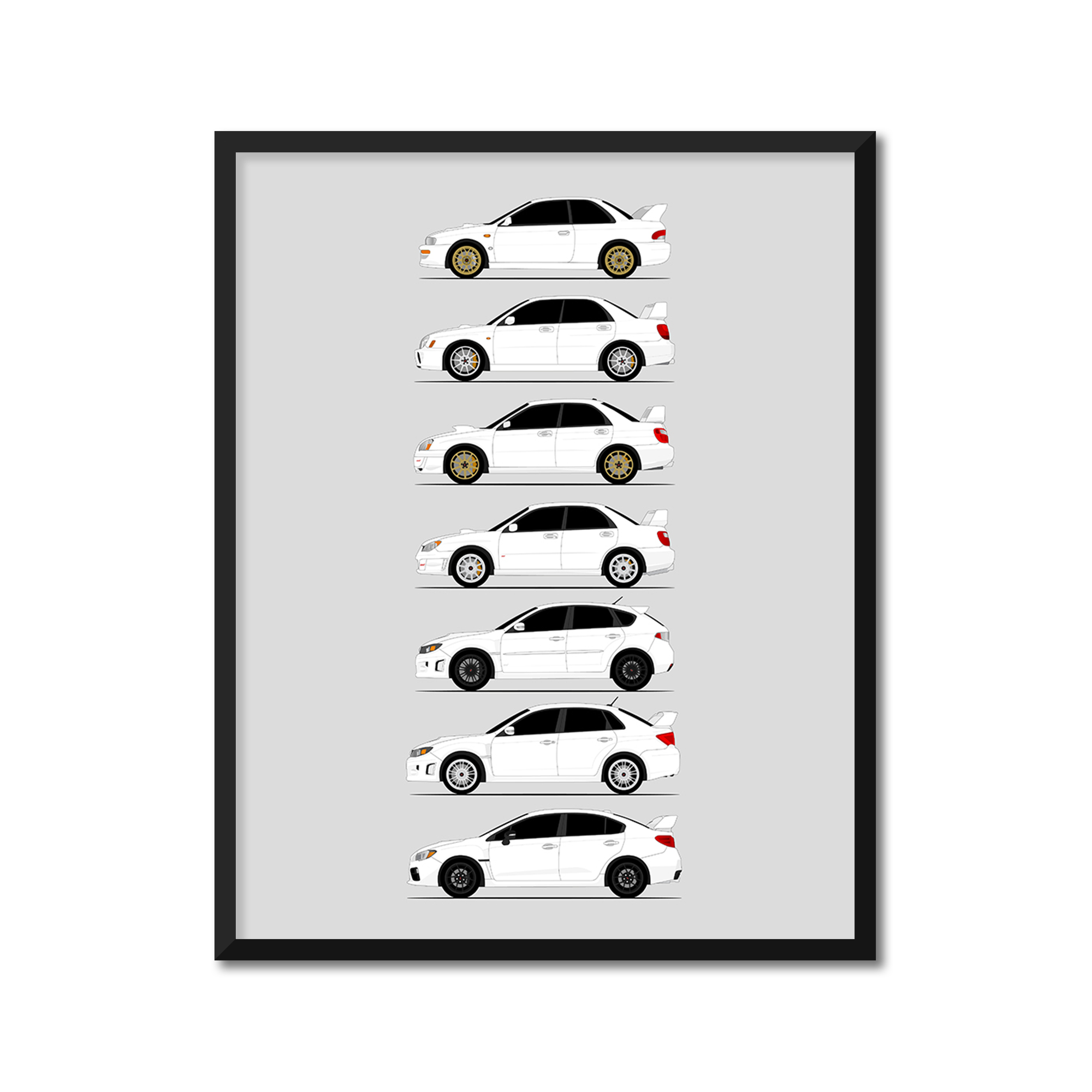 Subaru STI WRX Generations (Side Profile)