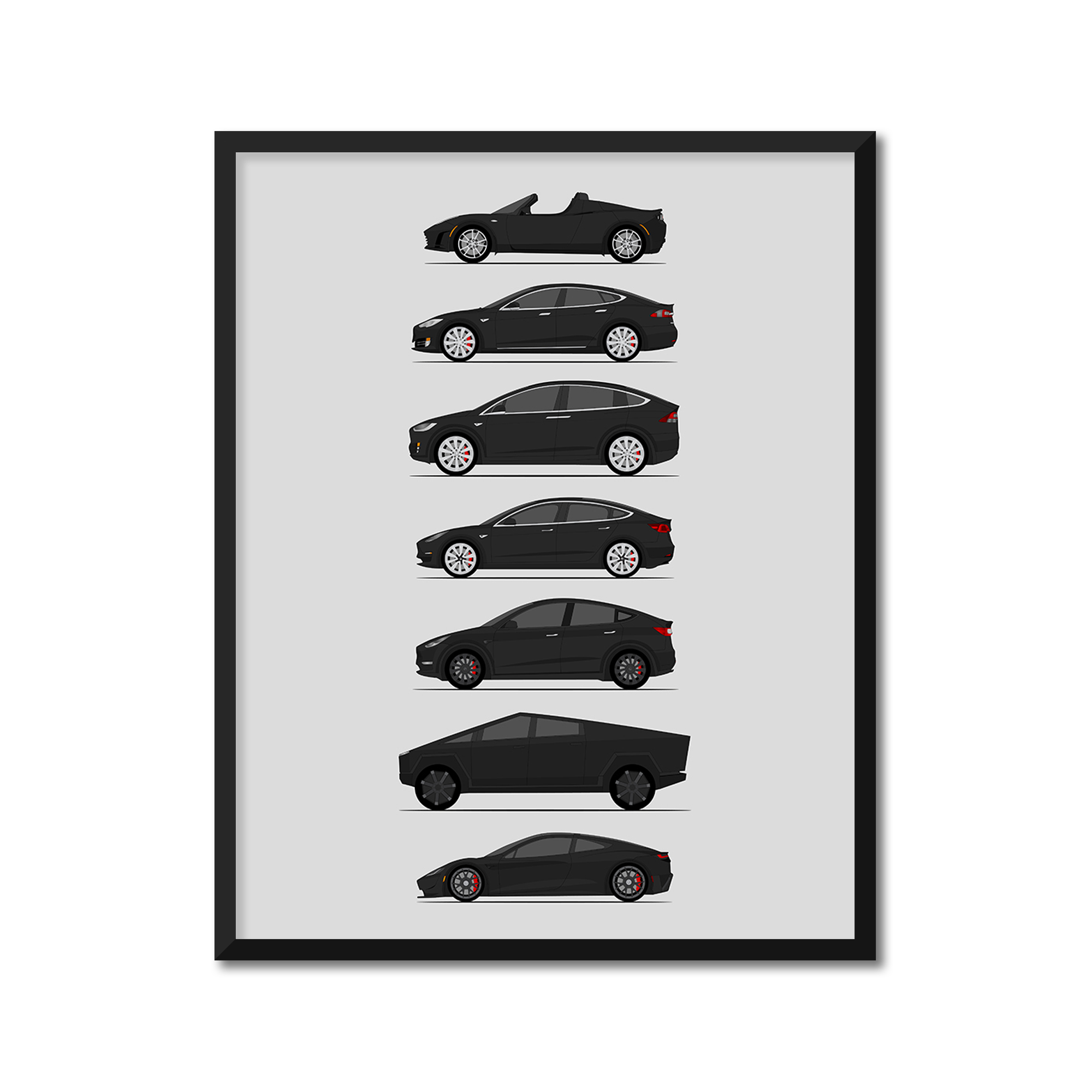 Tesla Car Generations (Side Profile)