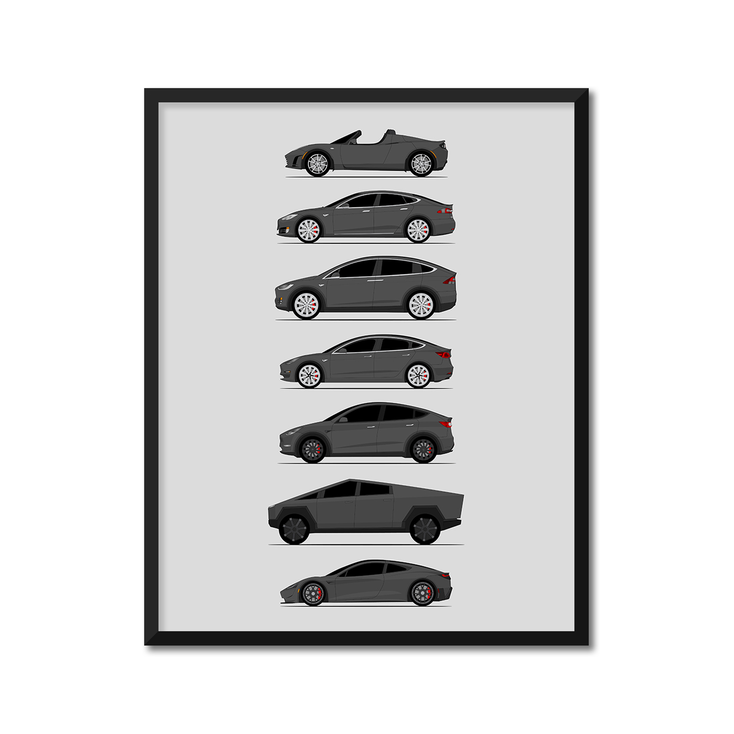 Tesla Car Generations (Side Profile)