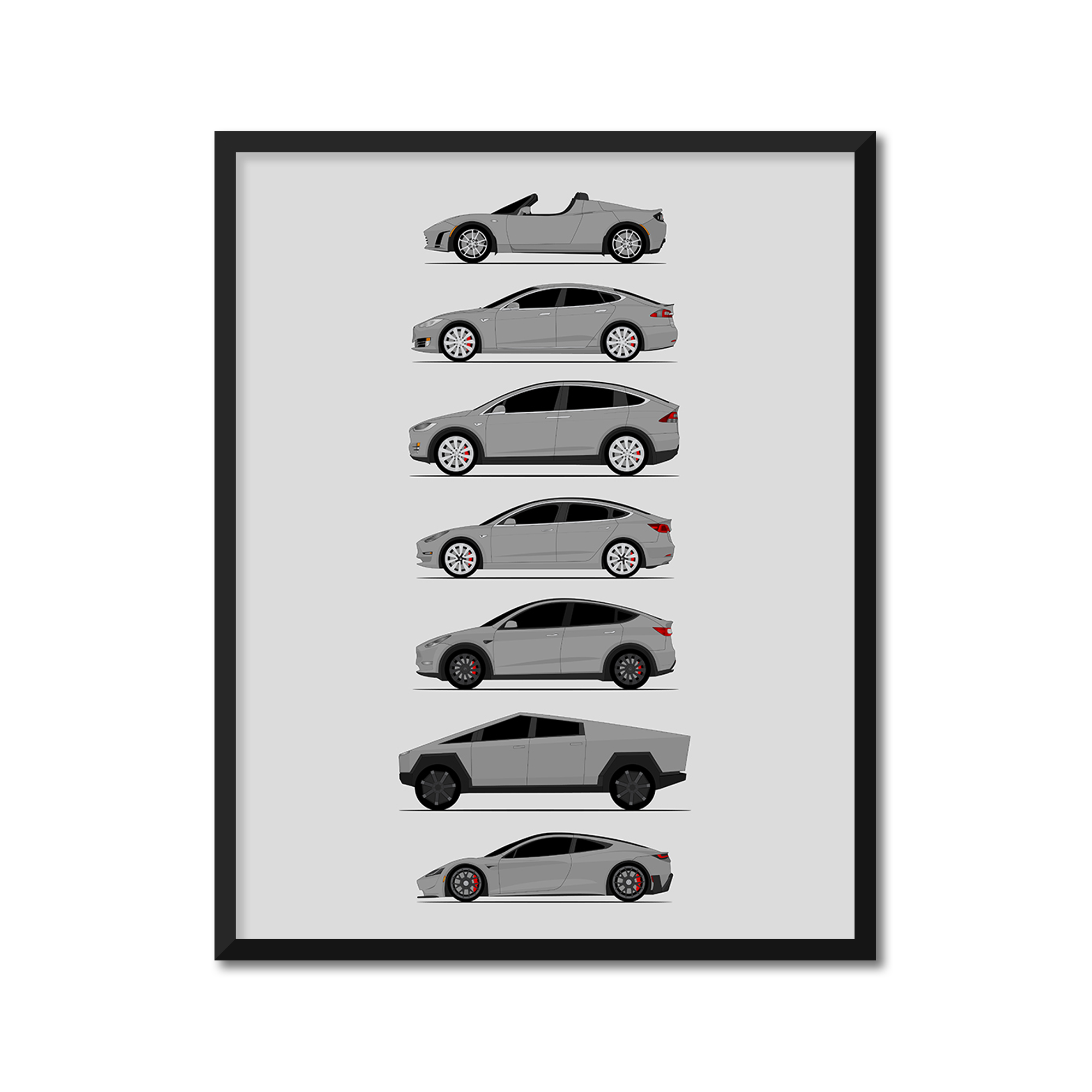 Tesla Car Generations (Side Profile)