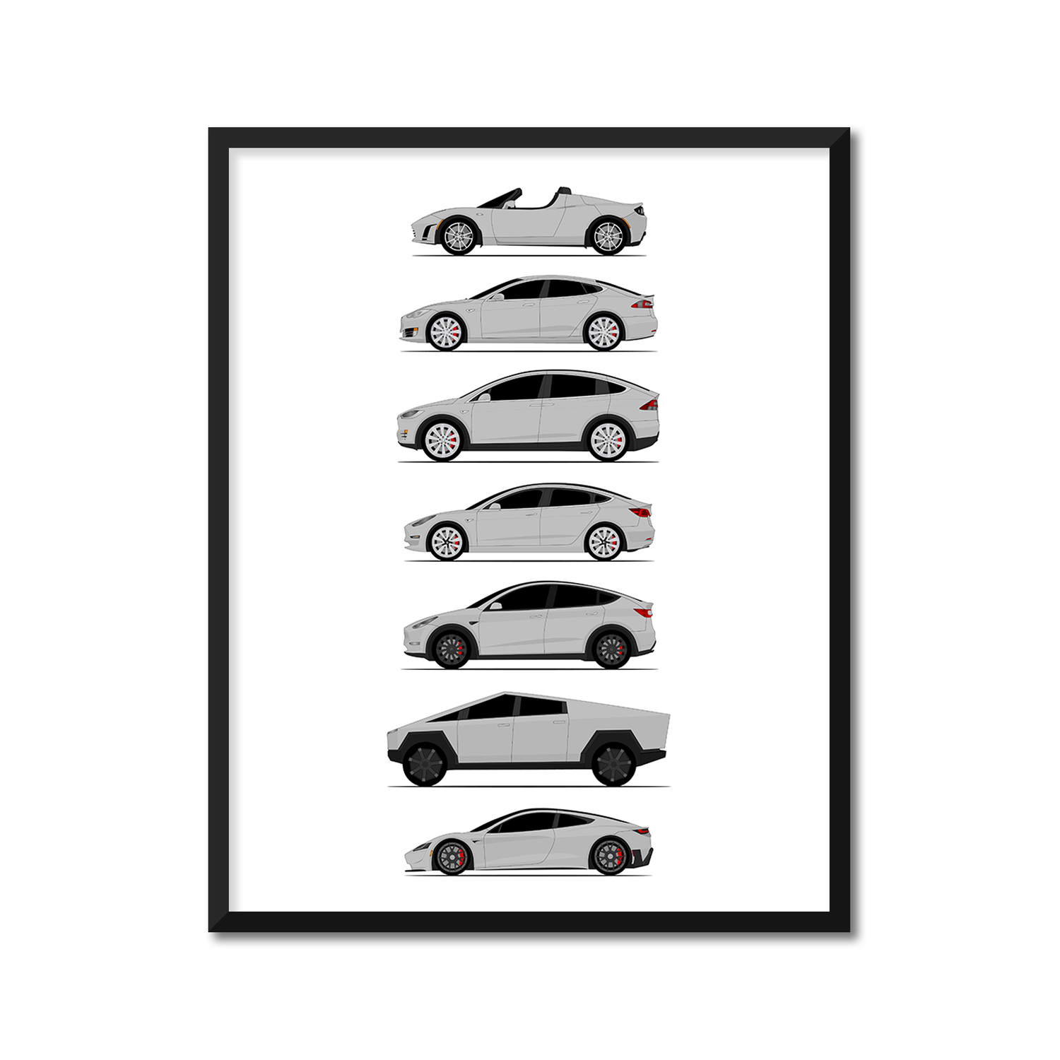 Tesla Car Generations (Side Profile)