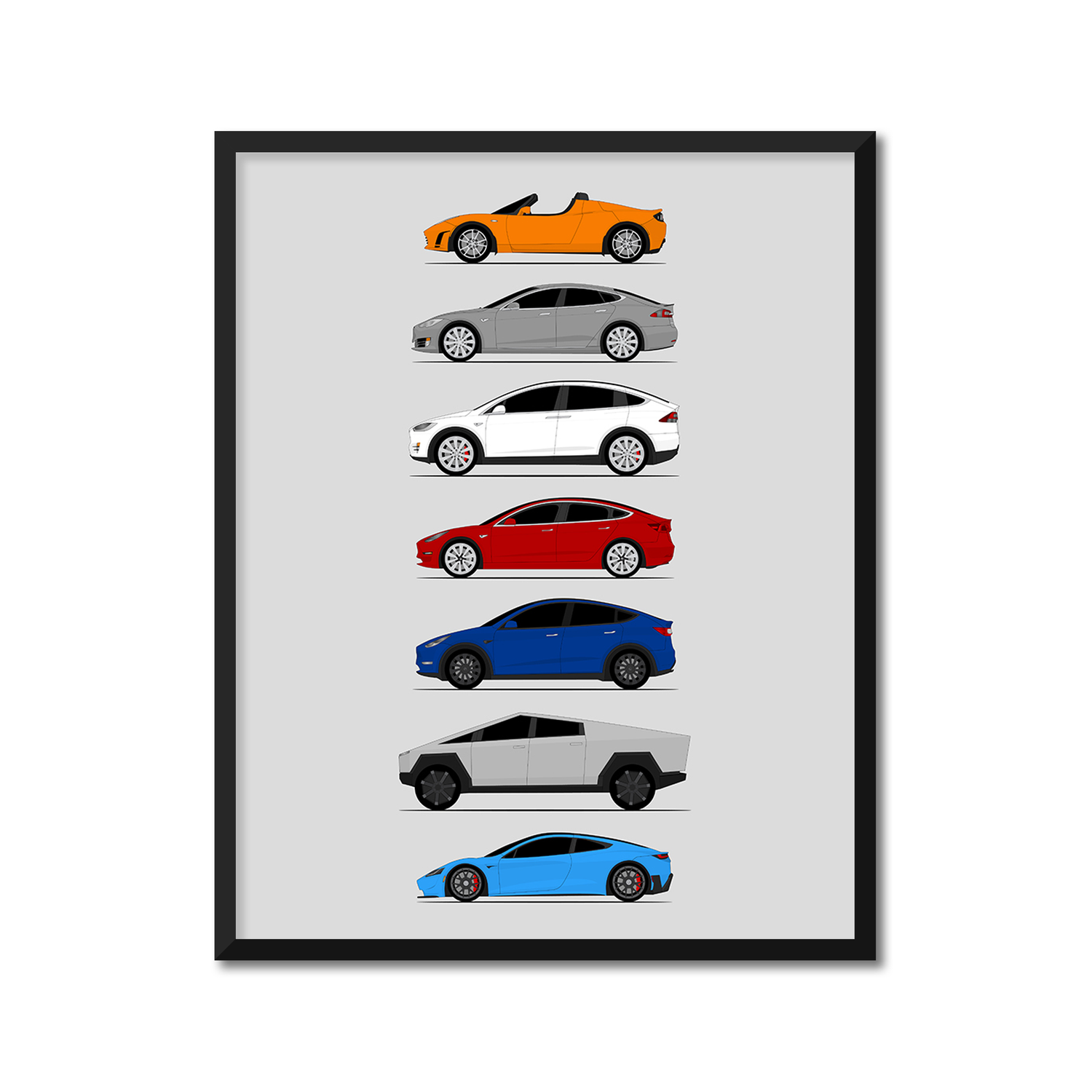 Tesla Car Generations (Side Profile)