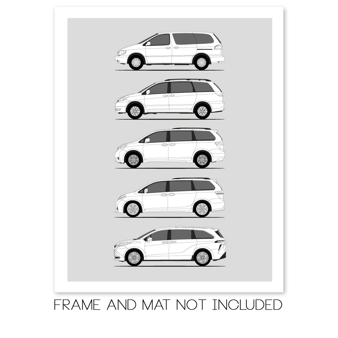 Toyota Sienna Generations History and Evolution Poster (Side Profile)