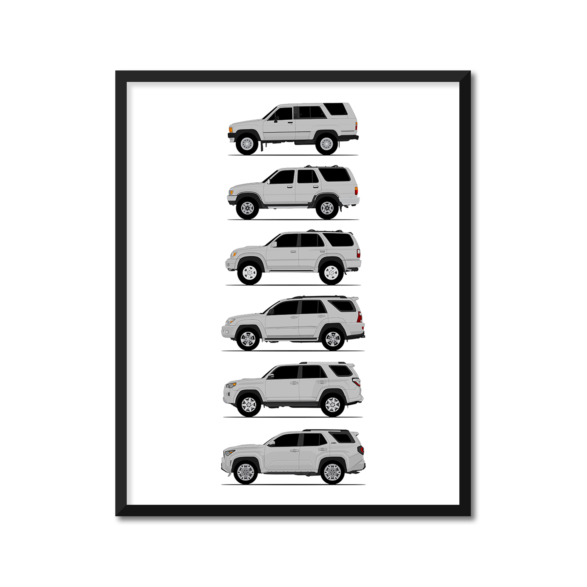 Toyota 4Runner Generations History and Evolution Poster (Side Profile)