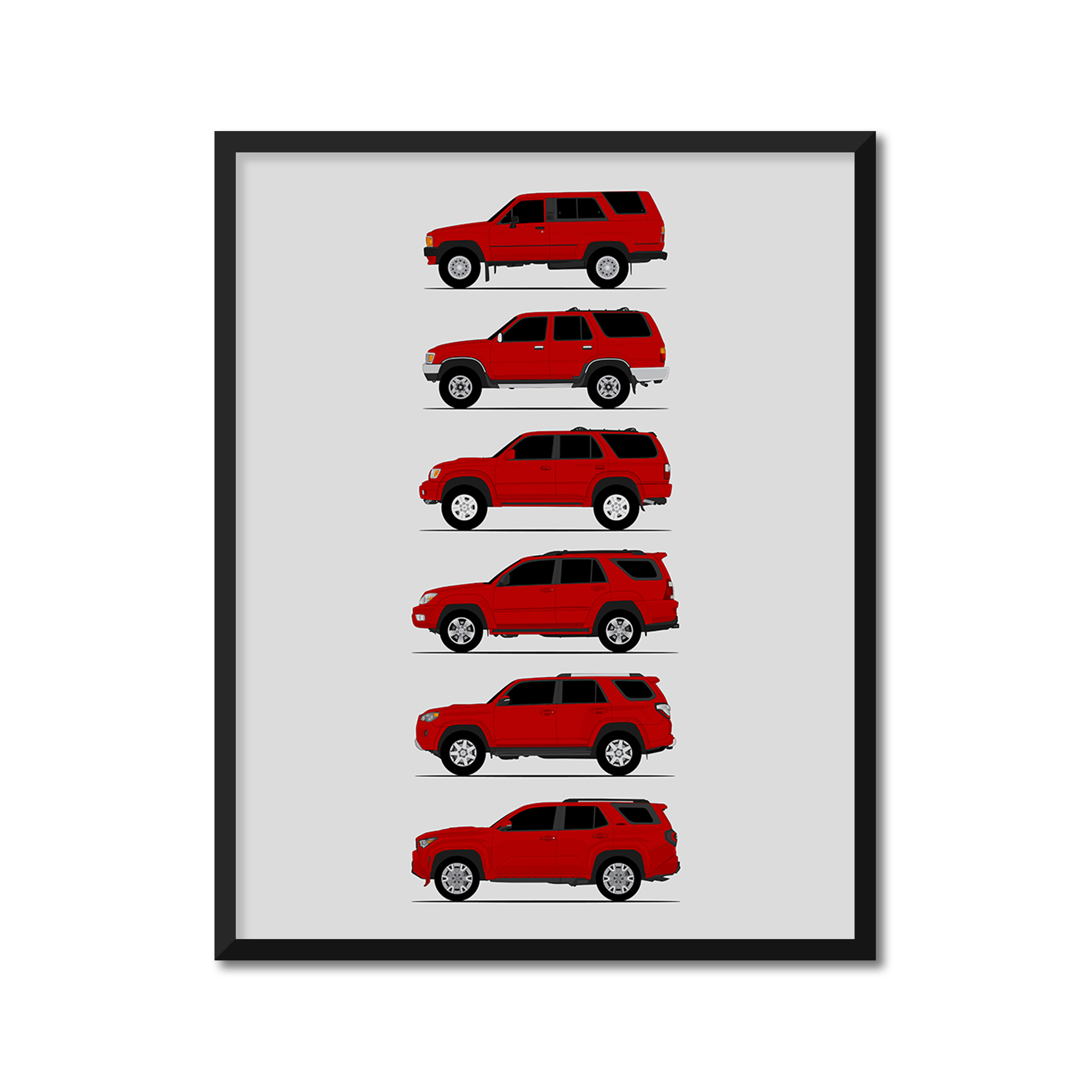 Toyota 4Runner Generations History and Evolution Poster (Side Profile)