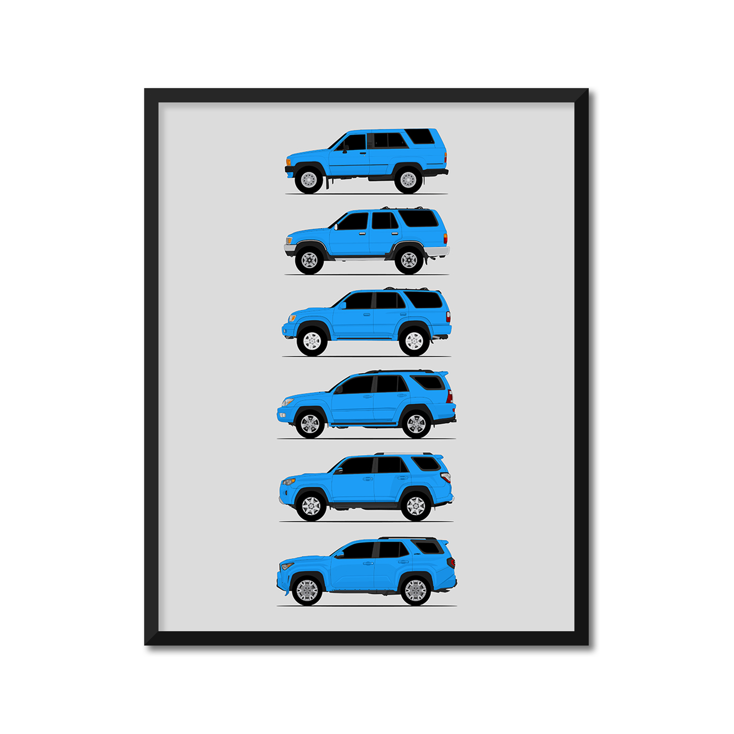 Toyota 4Runner Generations History and Evolution Poster (Side Profile)