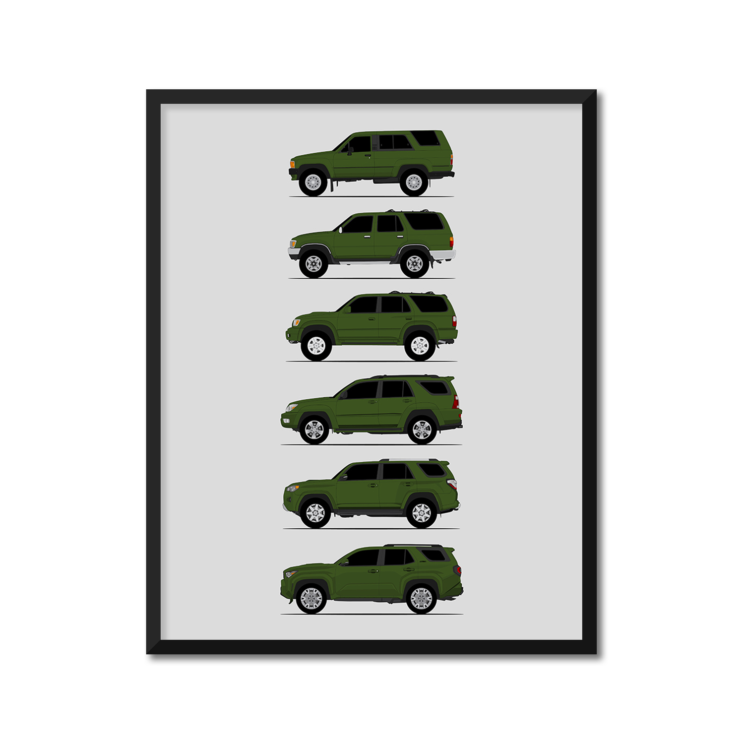 Toyota 4Runner Generations History and Evolution Poster (Side Profile)