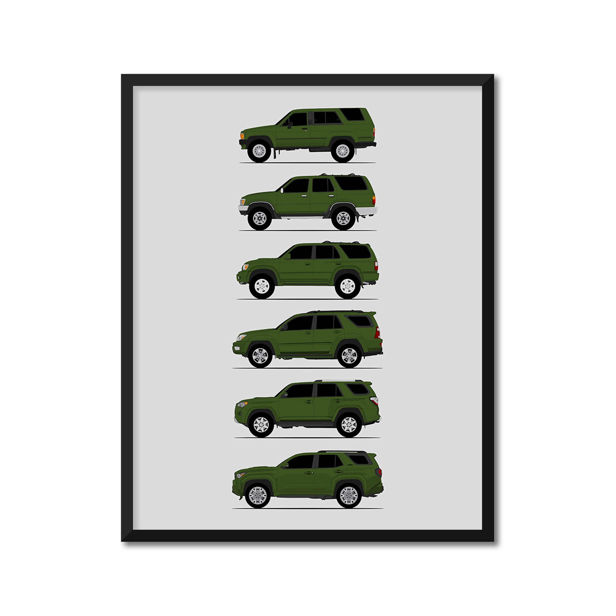 Toyota 4Runner Generations History and Evolution Poster (Side Profile)