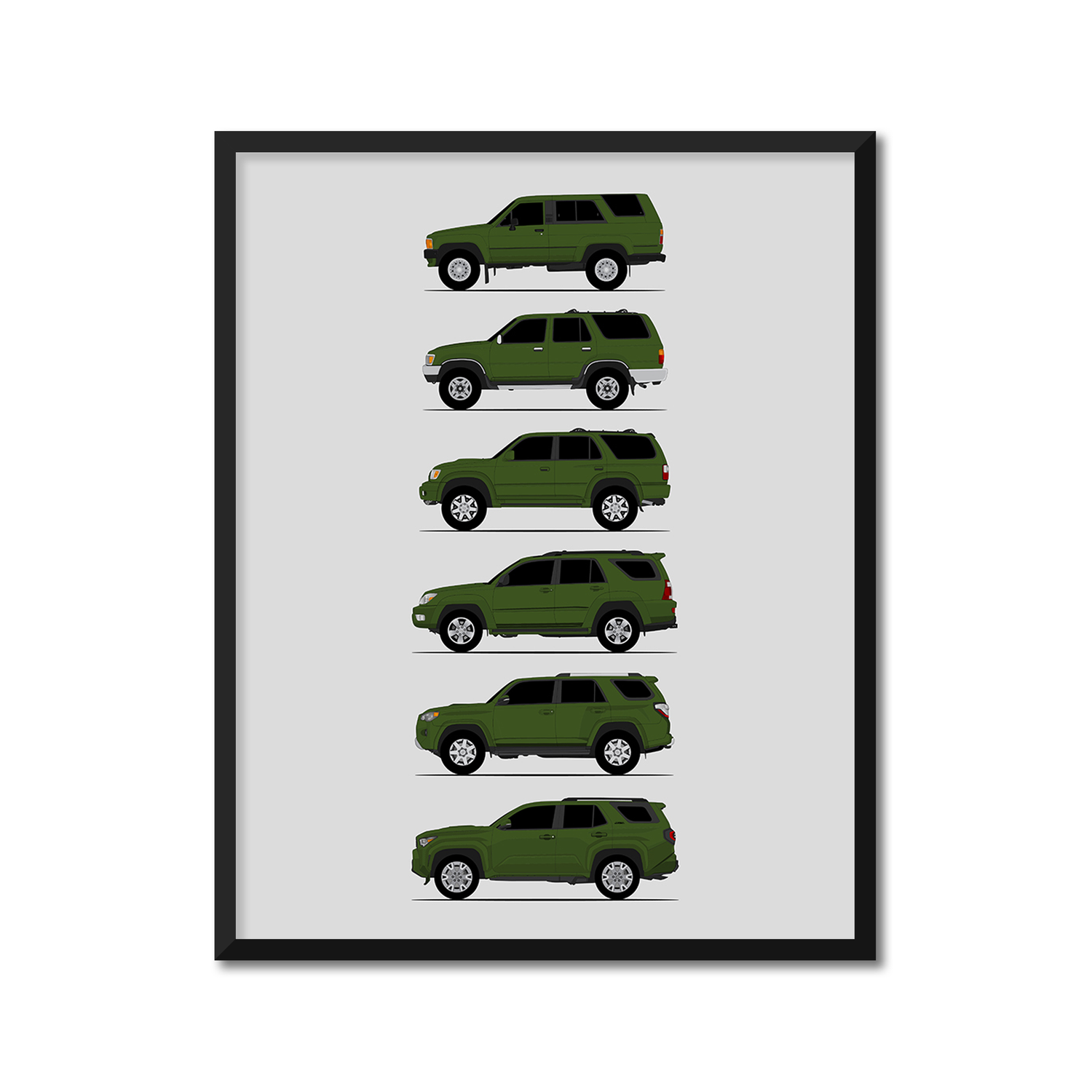 Toyota 4Runner Generations History and Evolution Poster (Side Profile)