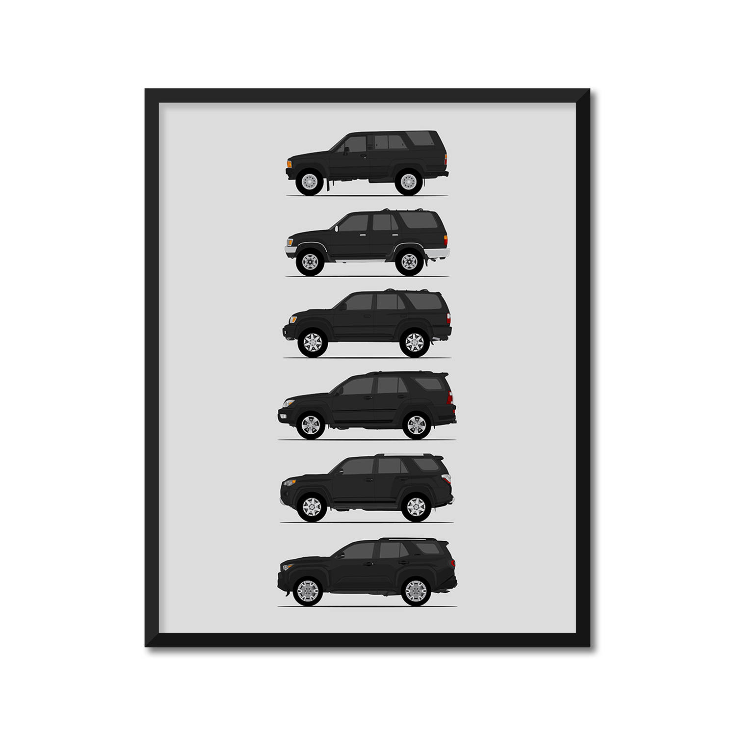 Toyota 4Runner Generations History and Evolution Poster (Side Profile)