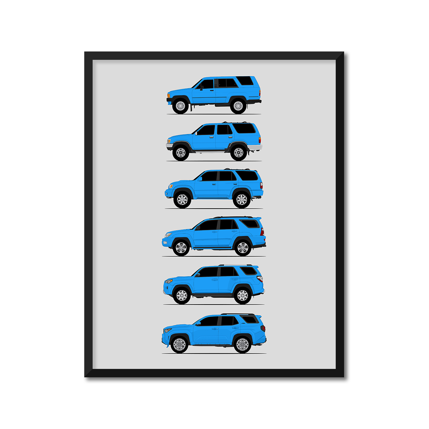Toyota 4Runner Generations History and Evolution Poster (Side Profile)
