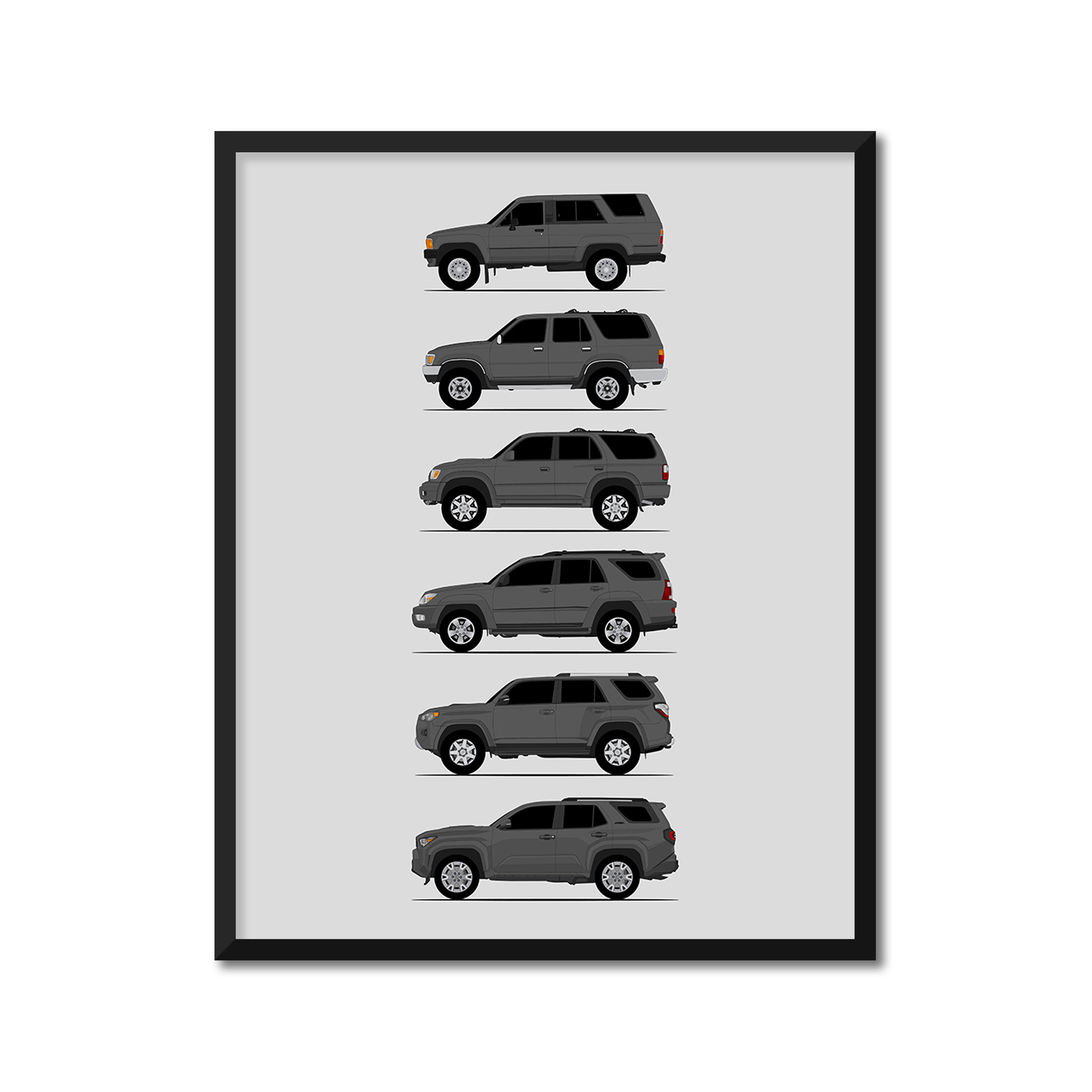 Toyota 4Runner Generations History and Evolution Poster (Side Profile)