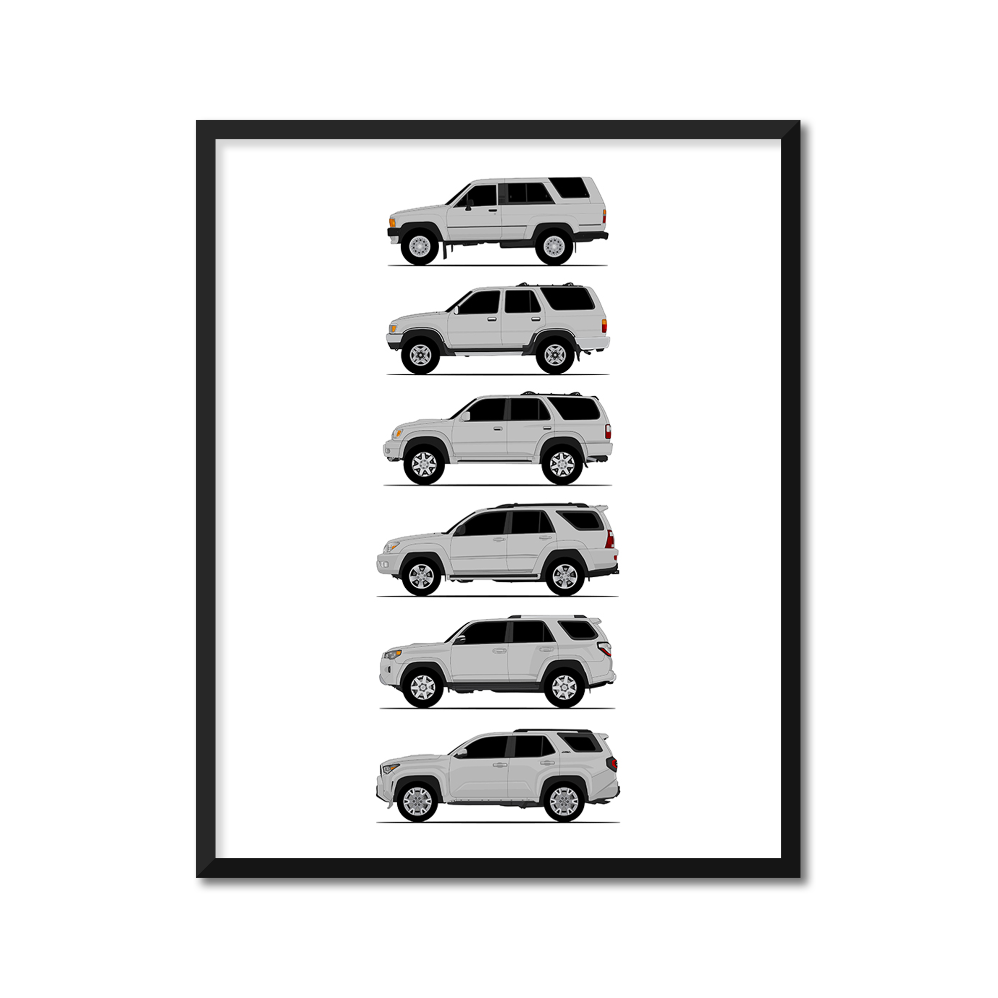Toyota 4Runner Generations History and Evolution Poster (Side Profile)