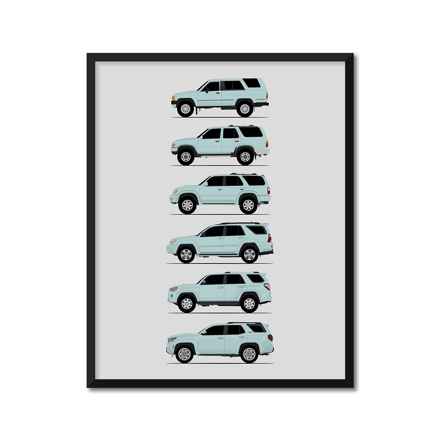Toyota 4Runner Generations History and Evolution Poster (Side Profile)