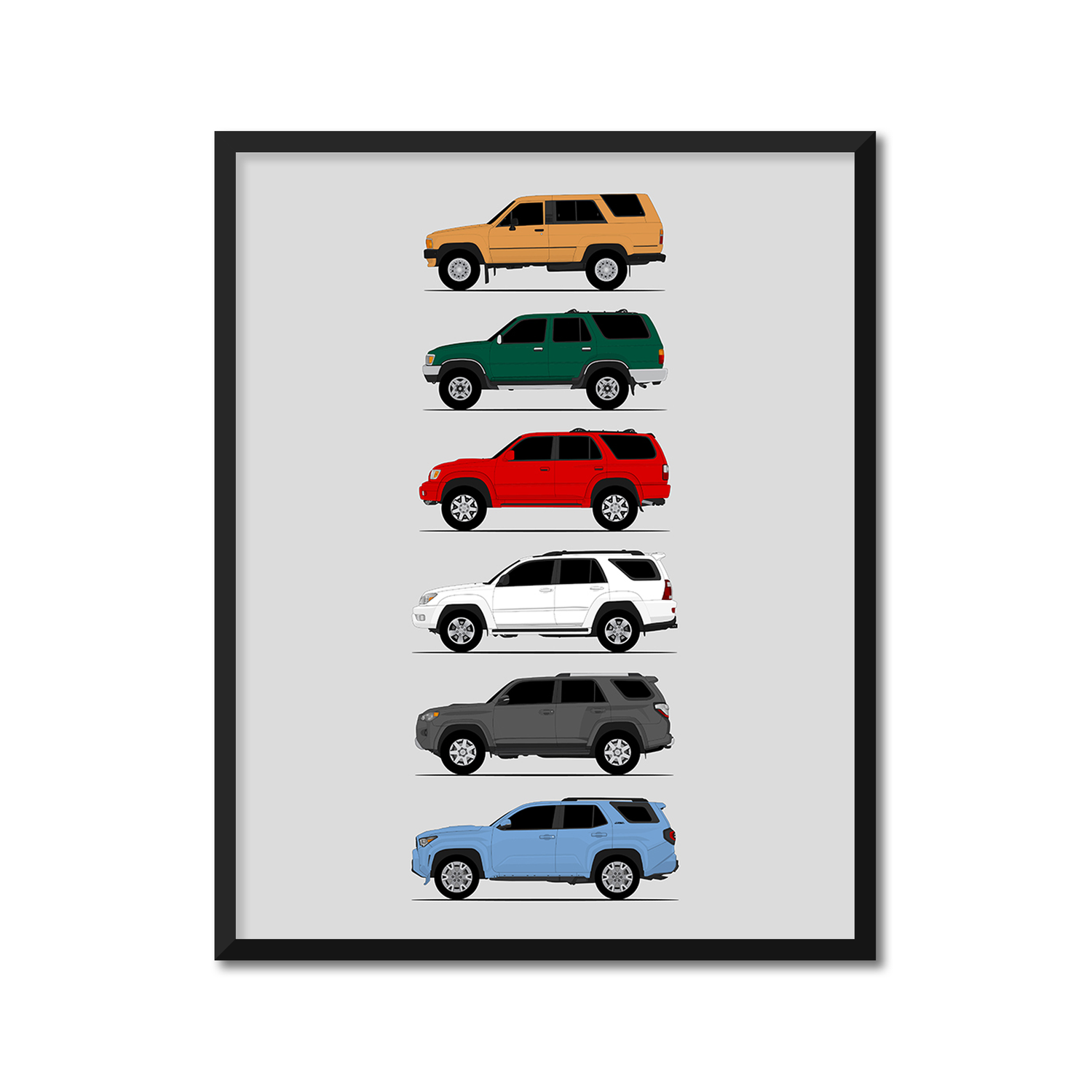 Toyota 4Runner Generations History and Evolution Poster (Side Profile)