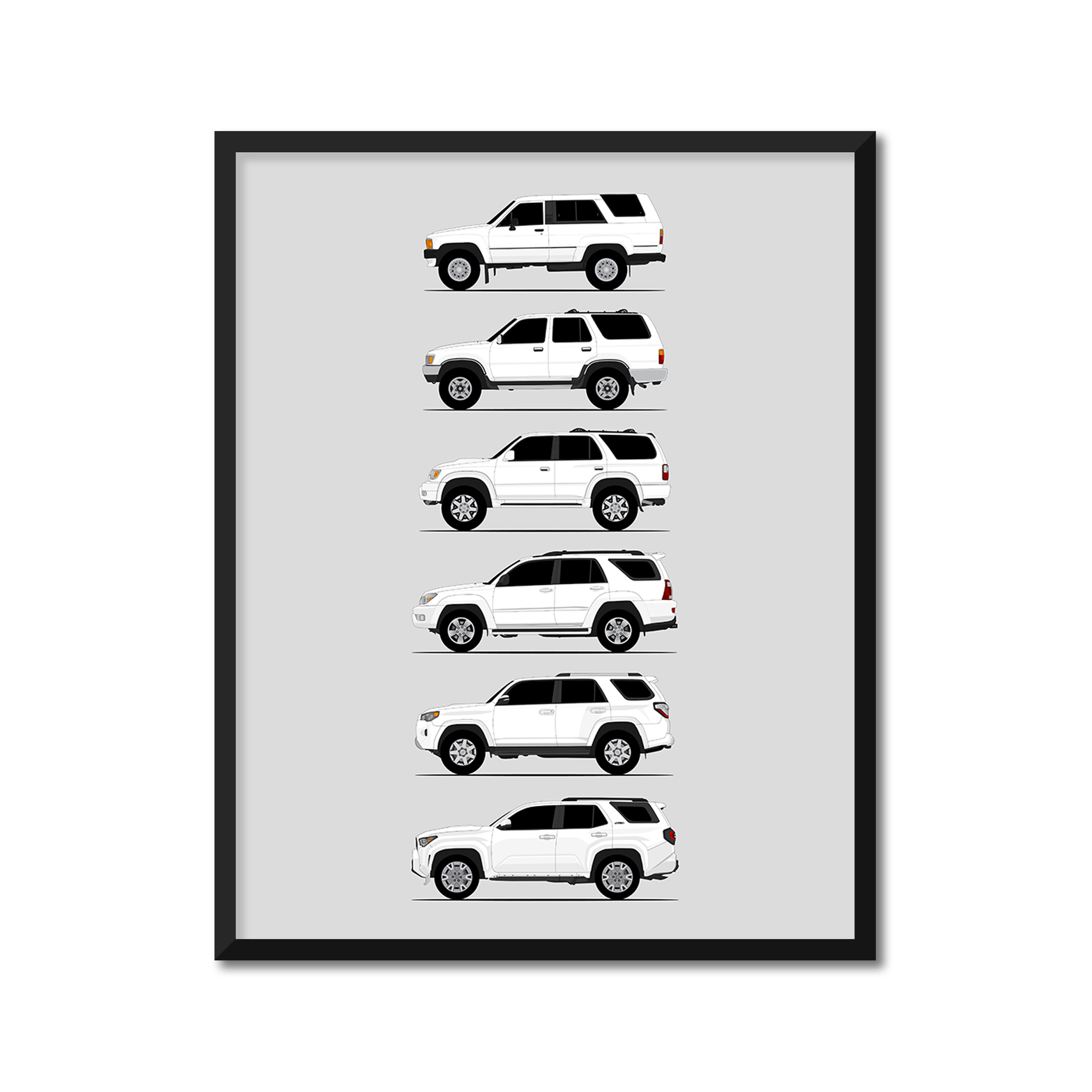 Toyota 4Runner Generations History and Evolution Poster (Side Profile)