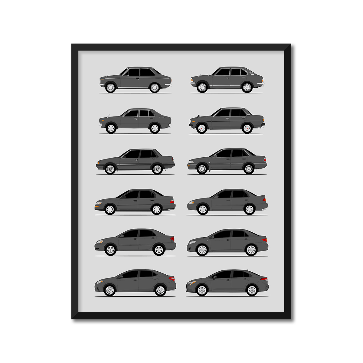 Toyota Corolla Generations (Side Profile)