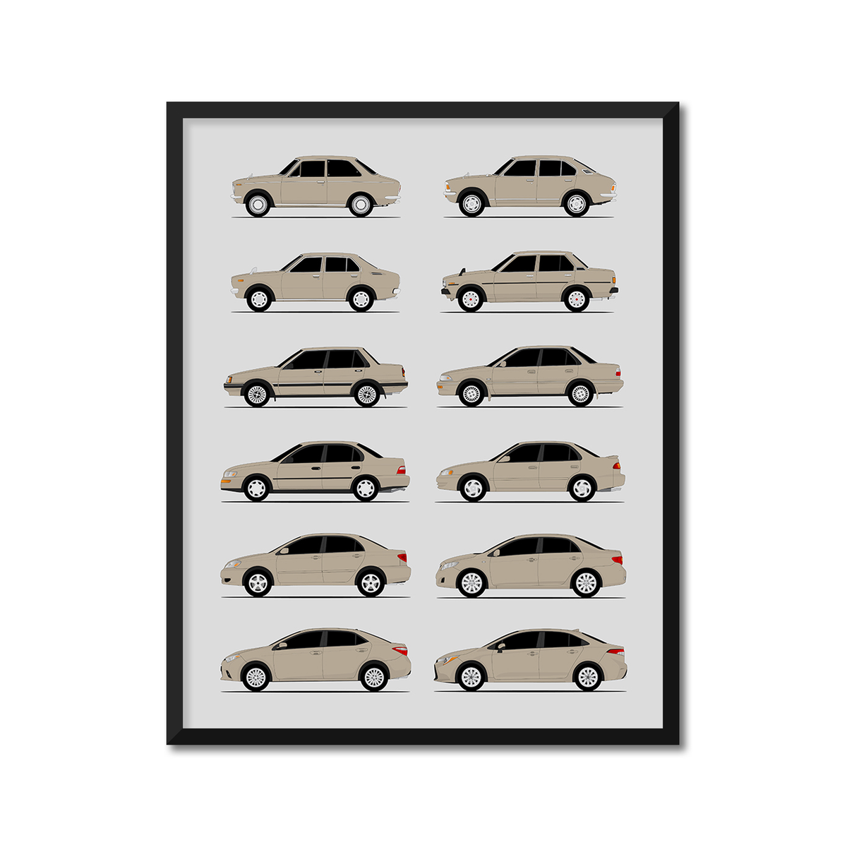 Toyota Corolla Generations (Side Profile)