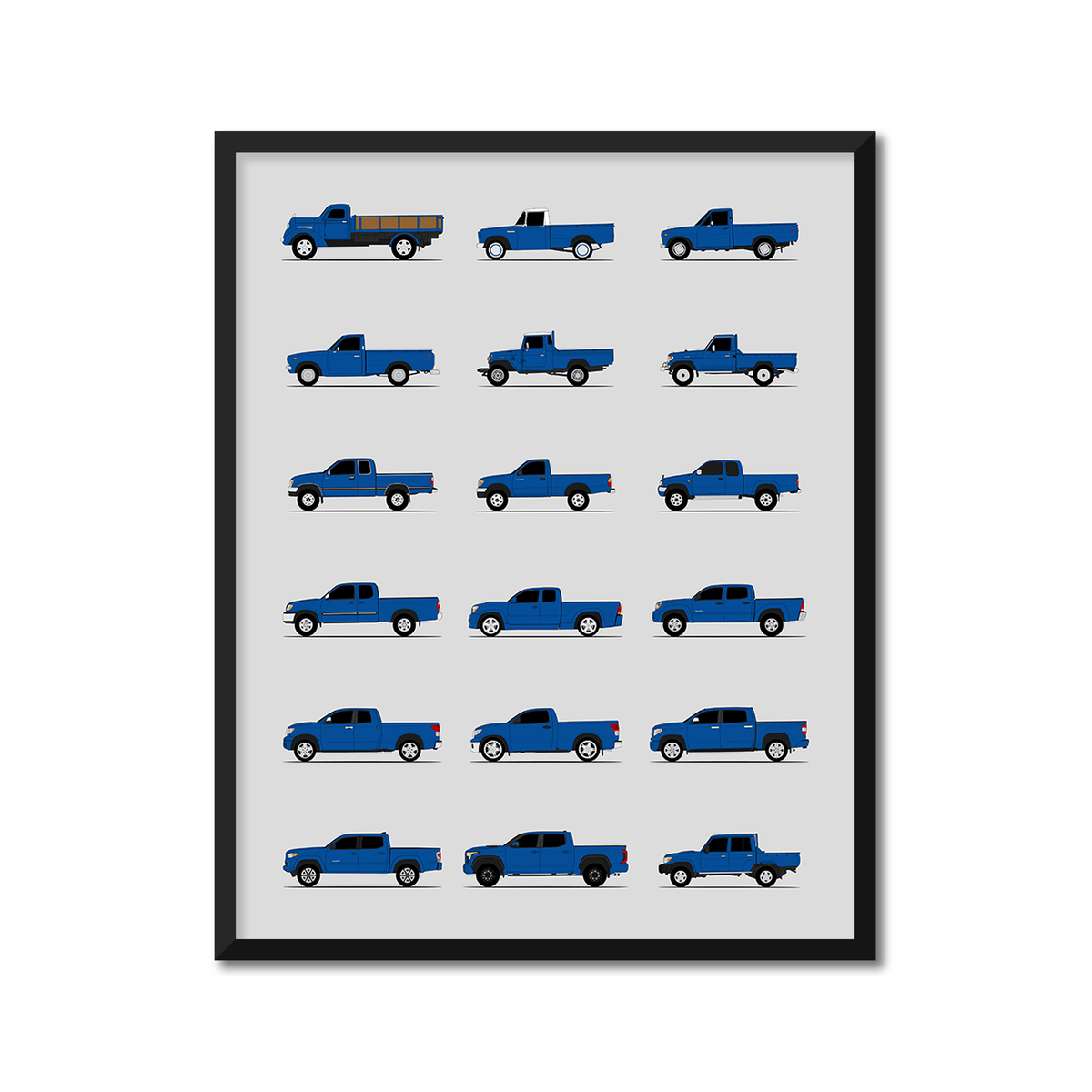 Toyota Pickup Trucks Generations History and Evolution Poster (Side Profile)