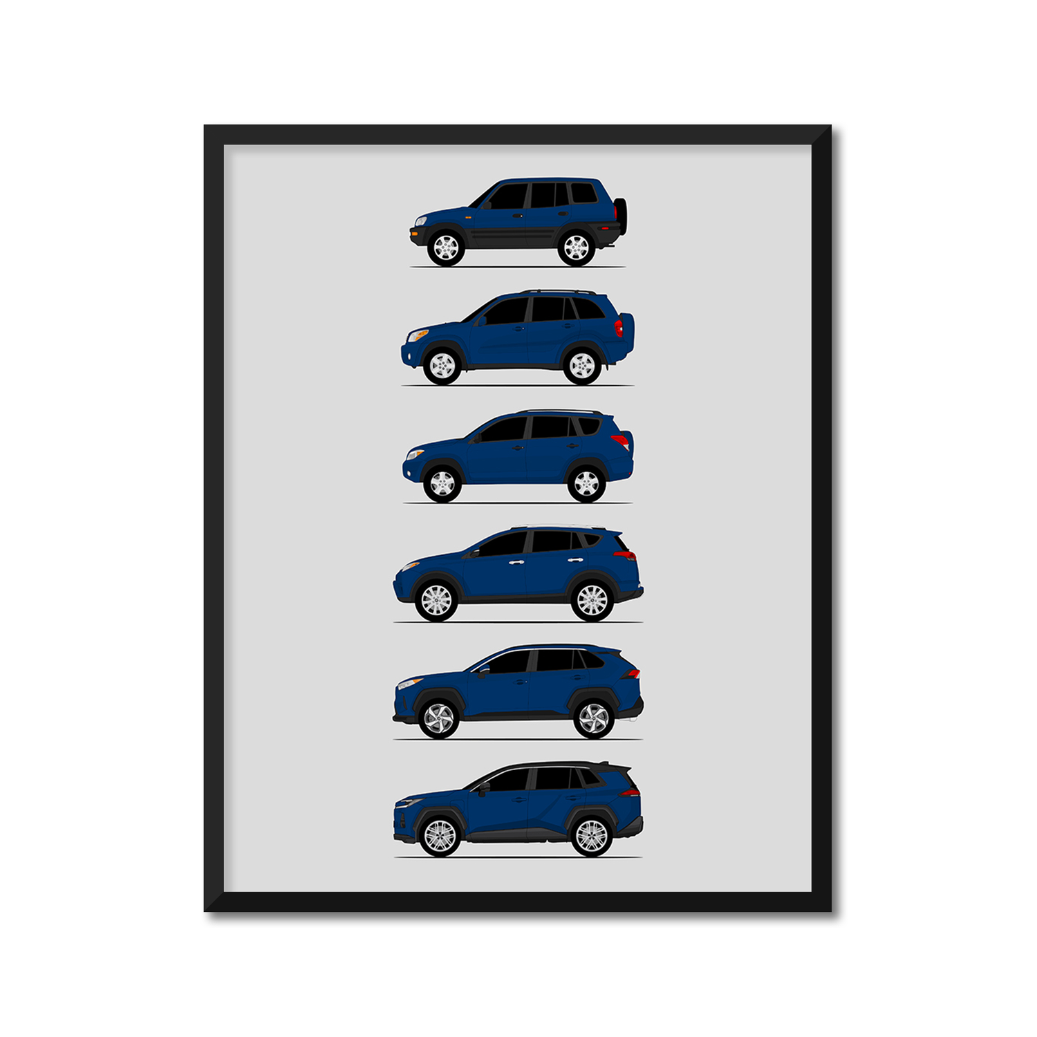 Toyota Rav 4 History and Evolution Poster (Side Profile)