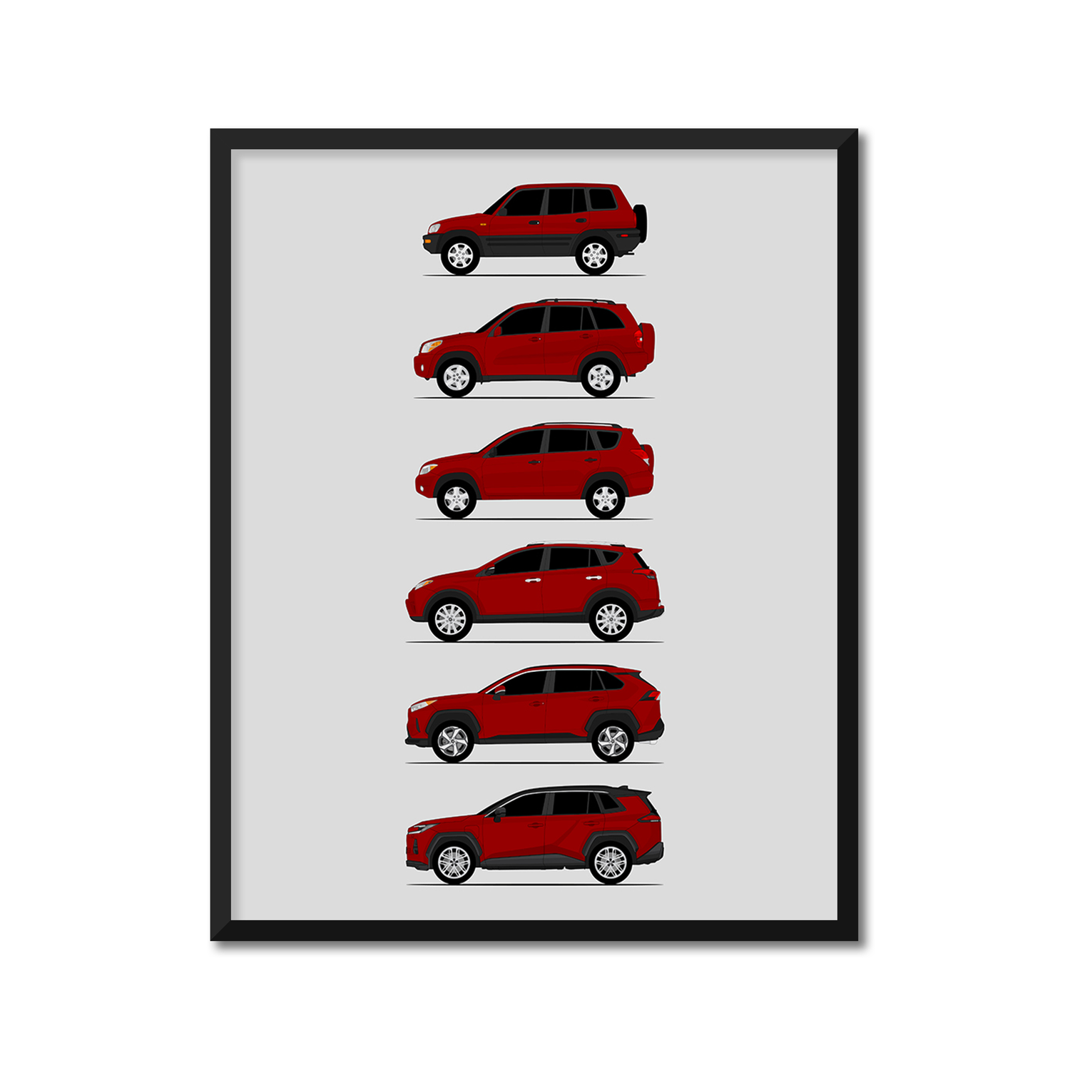 Toyota Rav 4 History and Evolution Poster (Side Profile)
