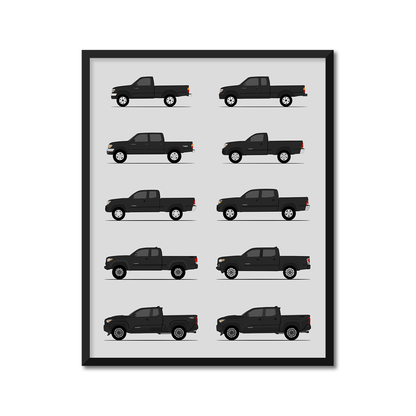 Toyota Tacoma Pickup Truck Generations (Side Profile)