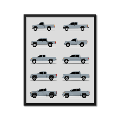 Toyota Tacoma Pickup Truck Generations (Side Profile)