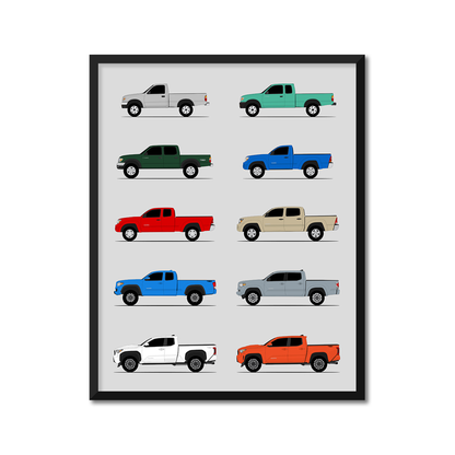 Toyota Tacoma Pickup Truck Generations (Side Profile)