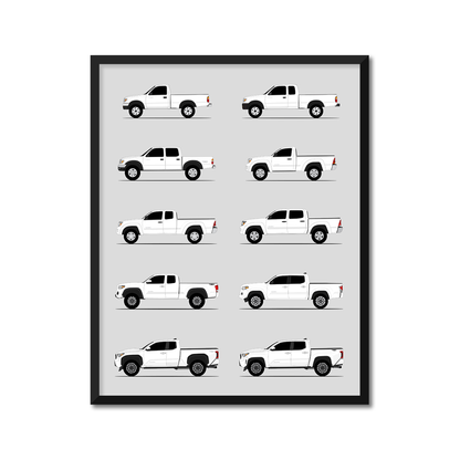 Toyota Tacoma Pickup Truck Generations (Side Profile)