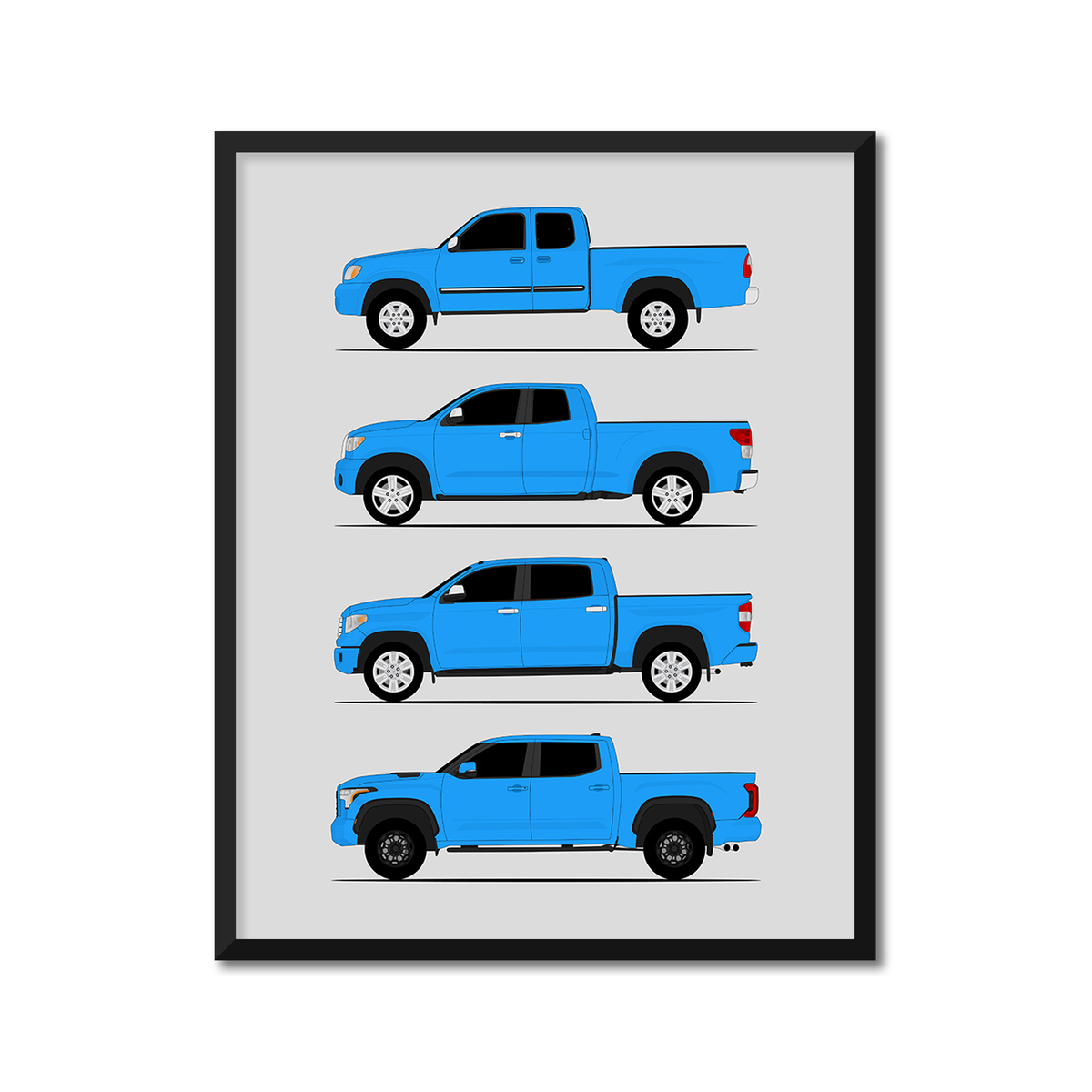 Toyota Tundra Generations History and Evolution Poster (Side Profile)
