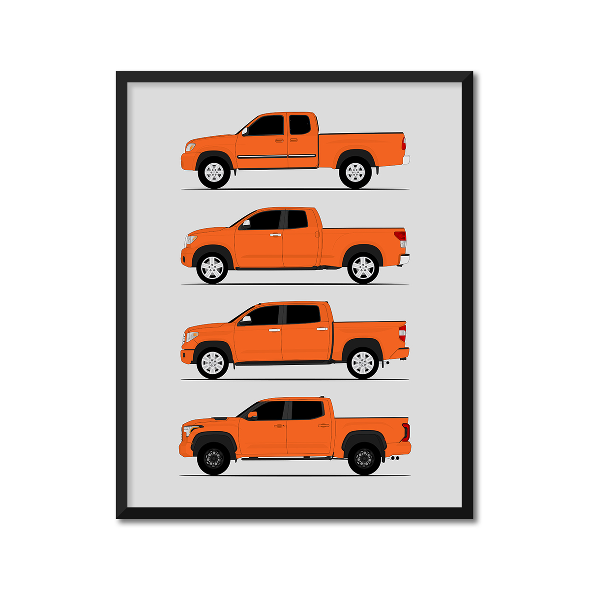 Toyota Tundra Generations History and Evolution Poster (Side Profile)
