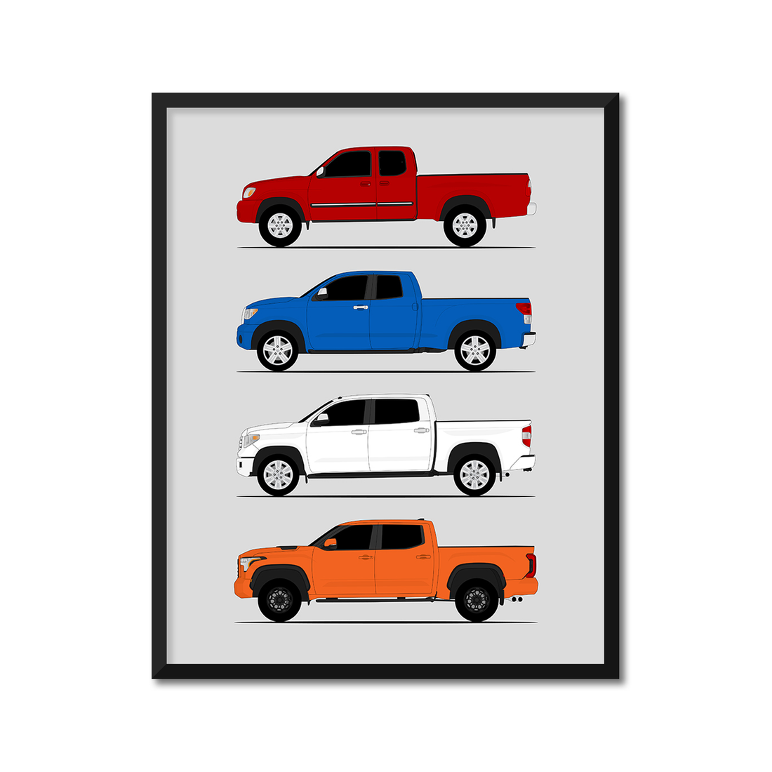 Toyota Tundra Generations History and Evolution Poster (Side Profile)