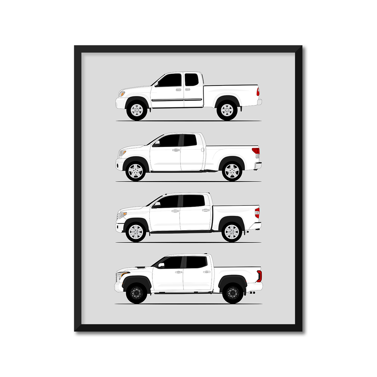 Toyota Tundra Generations History and Evolution Poster (Side Profile)