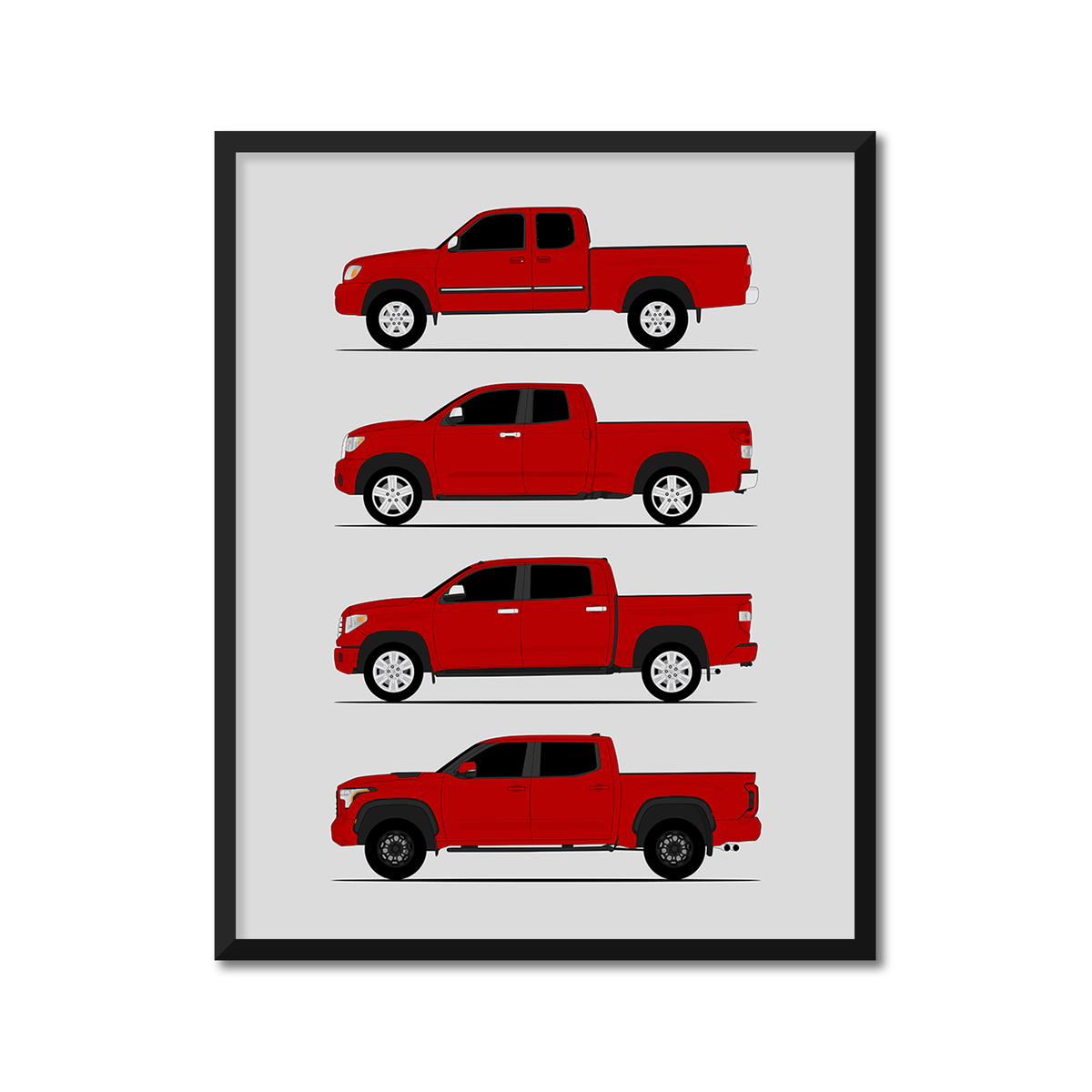 Toyota Tundra Generations History and Evolution Poster (Side Profile)