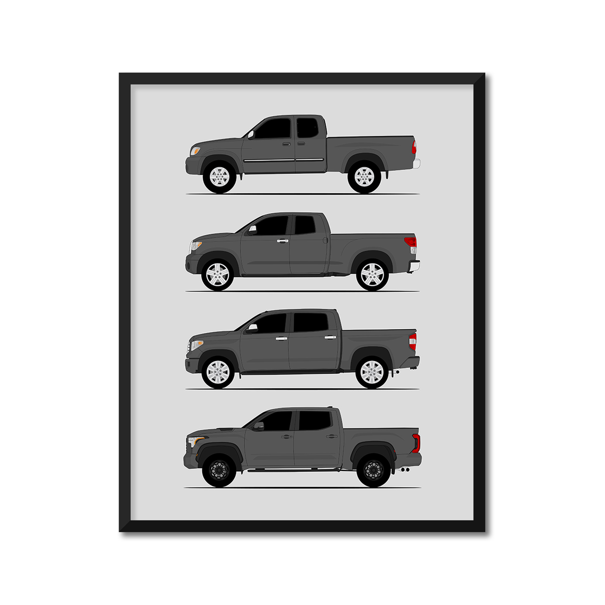 Toyota Tundra Generations History and Evolution Poster (Side Profile)