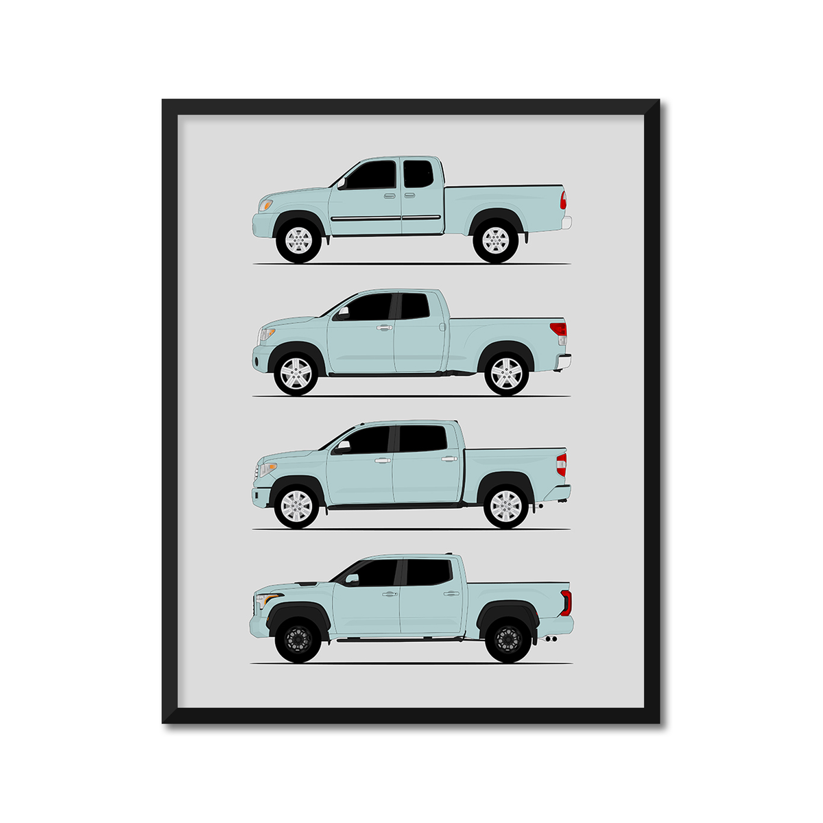 Toyota Tundra Generations History and Evolution Poster (Side Profile)