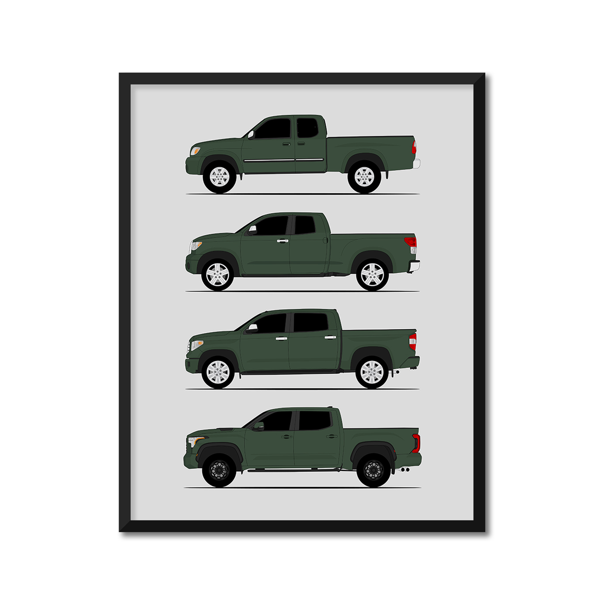 Toyota Tundra Generations History and Evolution Poster (Side Profile)