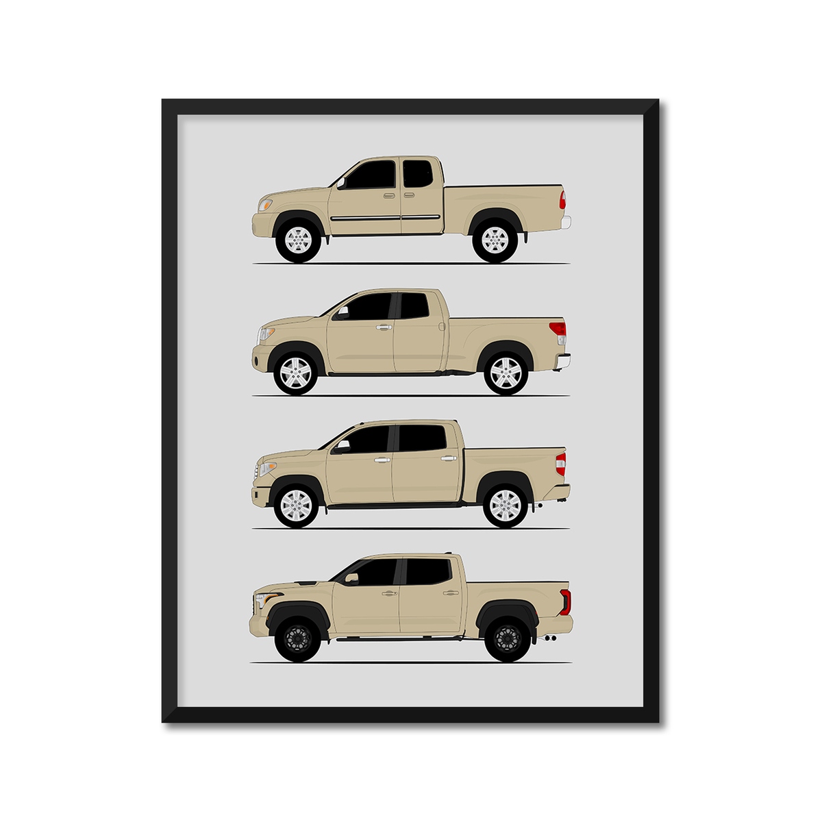 Toyota Tundra Generations History and Evolution Poster (Side Profile)