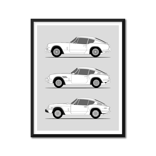 Triumph GT6 Generations History and Evolution Poster (Side Profile)