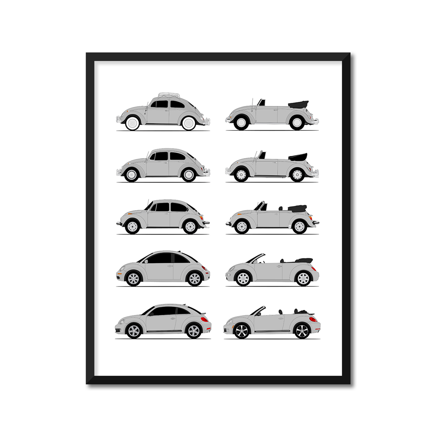 Volkswagen VW Beetle Generations (Side Profile)