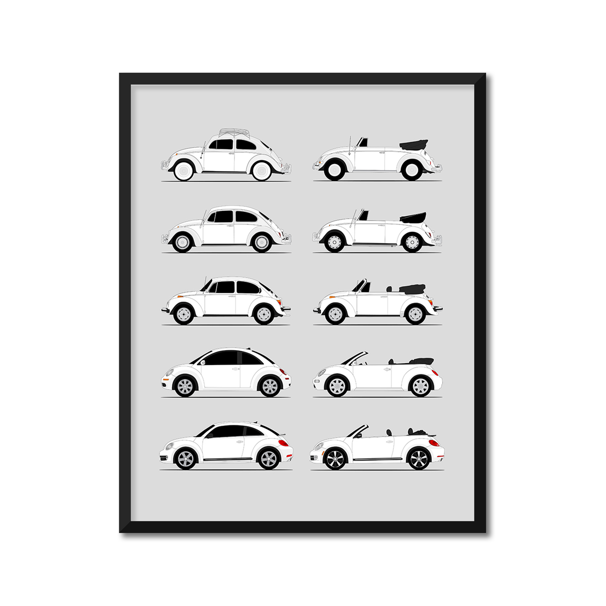 Volkswagen VW Beetle Generations (Side Profile)