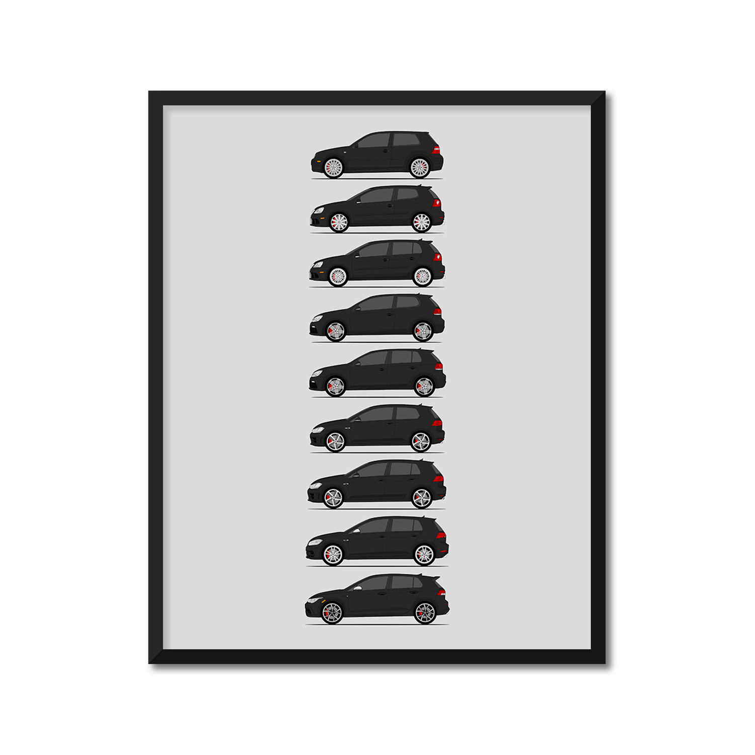Volkswagen Golf R R32 History and Evolution Poster (Side Profile)