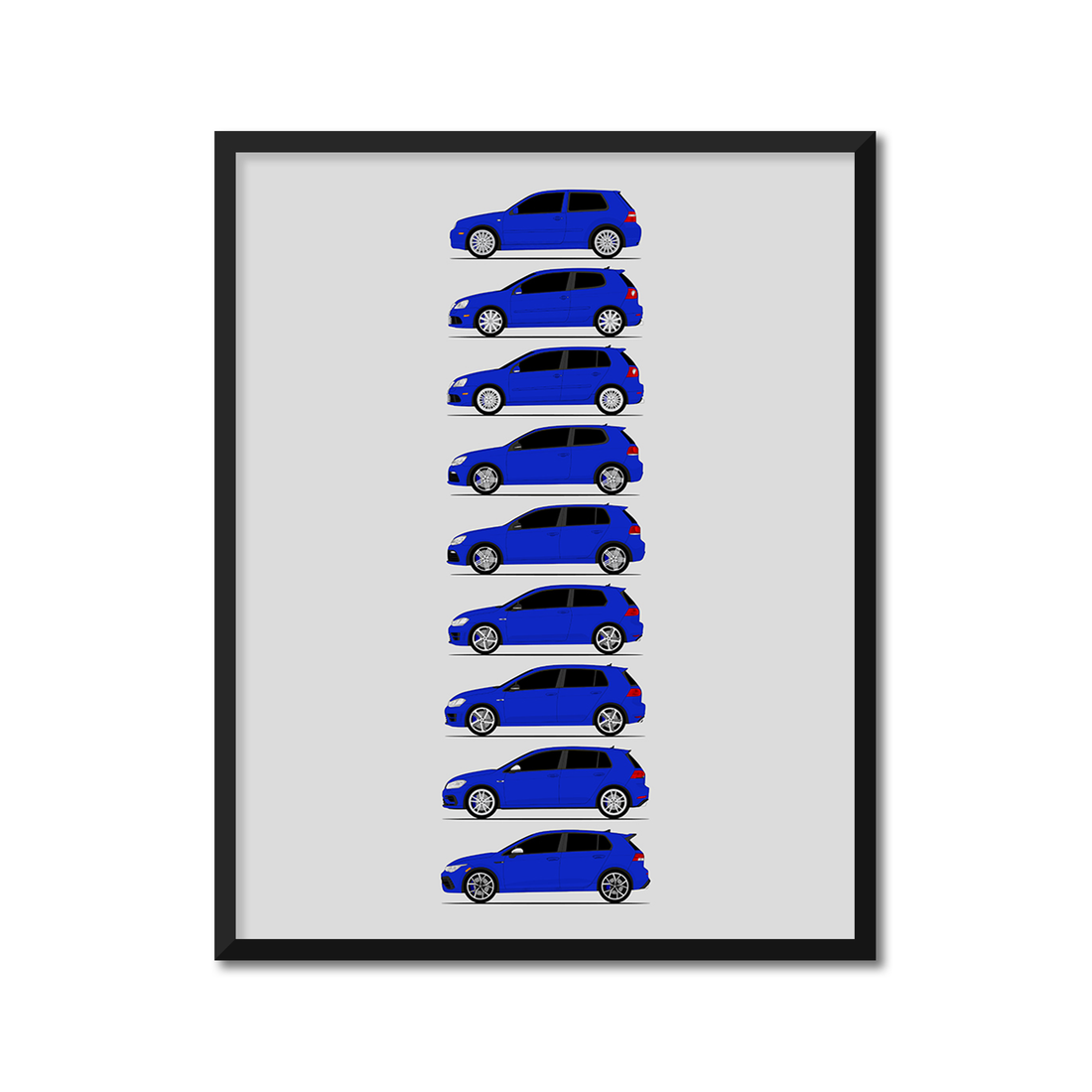 Volkswagen Golf R R32 History and Evolution Poster (Side Profile)