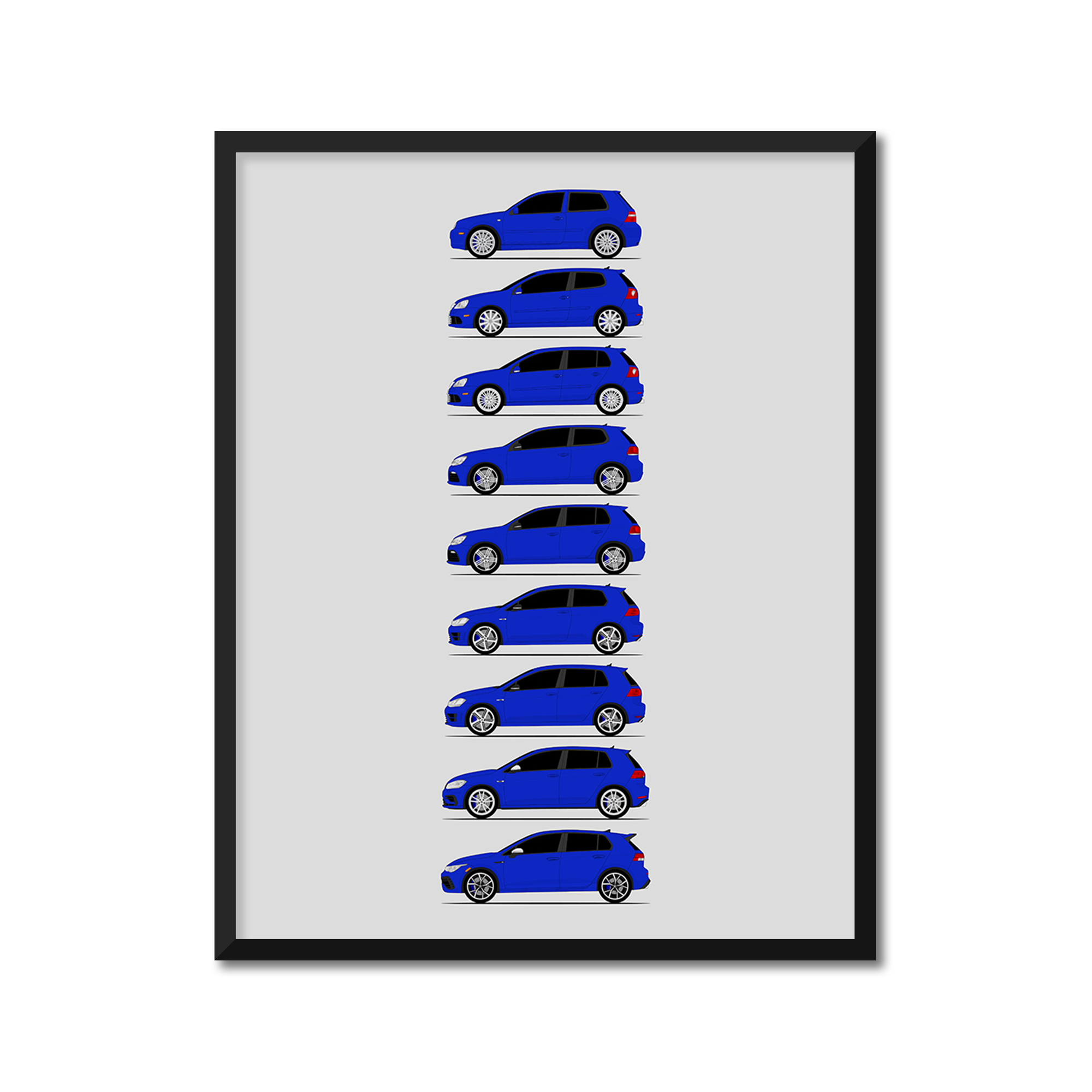 Volkswagen Golf R R32 History and Evolution Poster (Side Profile)
