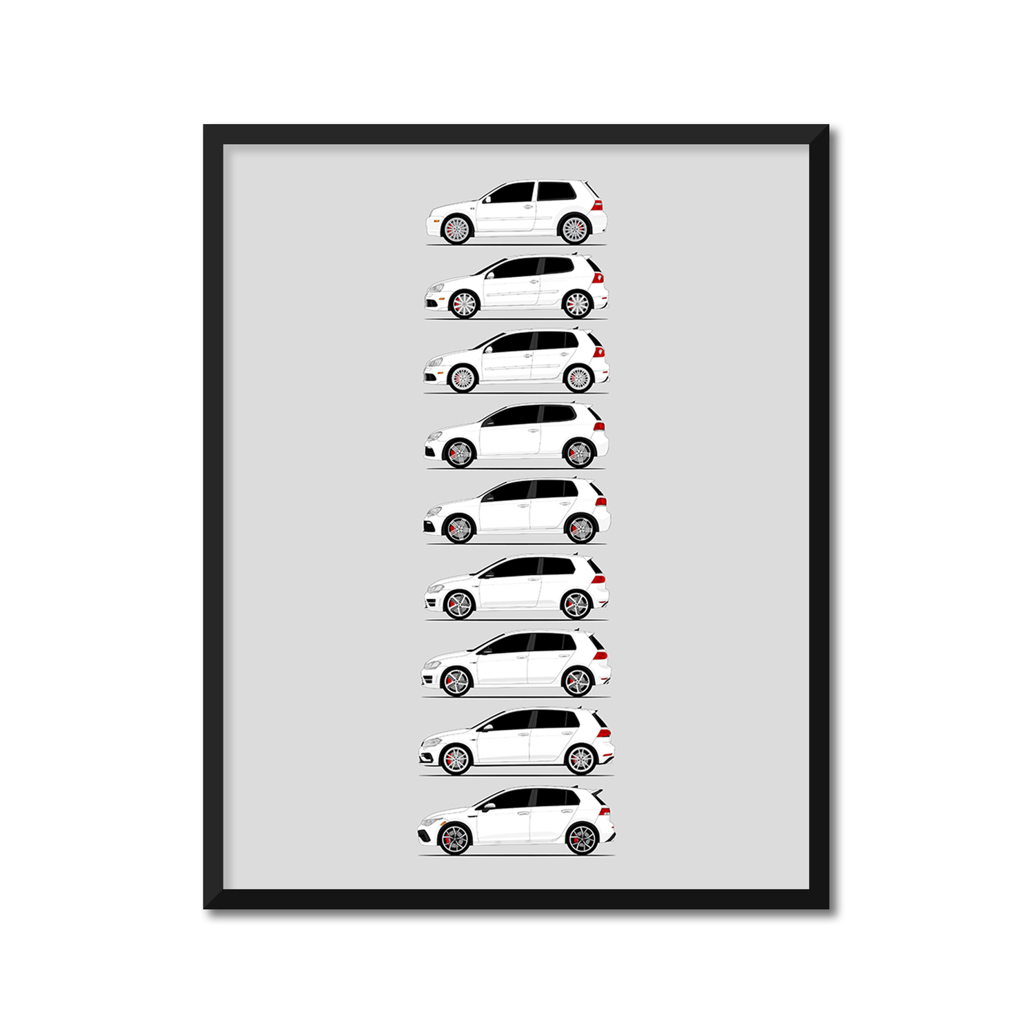 Volkswagen Golf R R32 History and Evolution Poster (Side Profile)