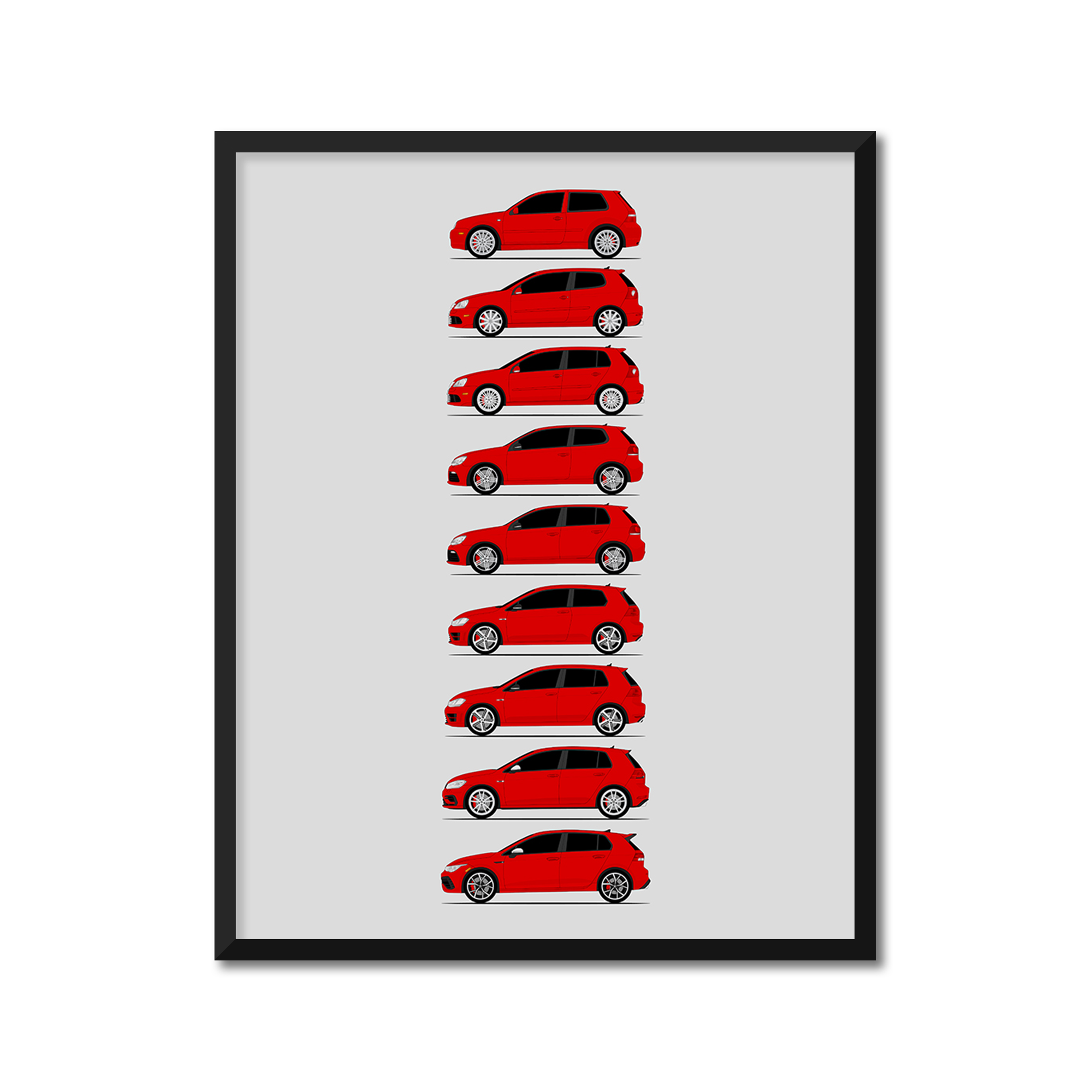 Volkswagen Golf R R32 History and Evolution Poster (Side Profile)