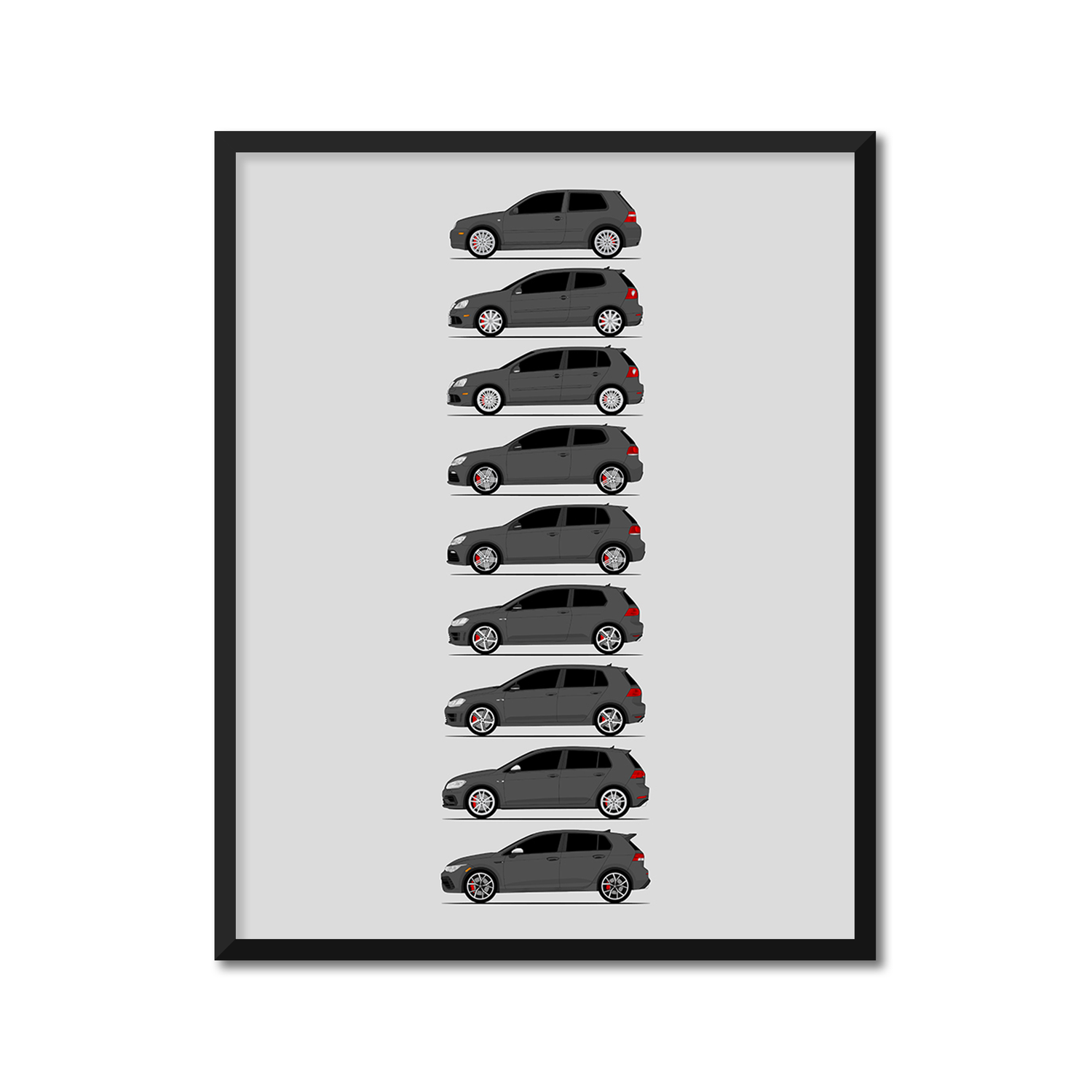 Volkswagen Golf R R32 History and Evolution Poster (Side Profile)